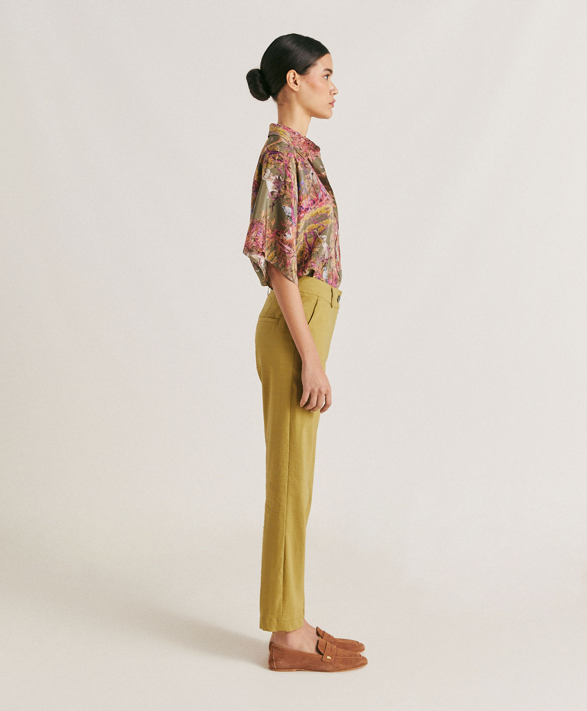 LYON PANT IN COTTON LINEN - AVOCADO - Momonì