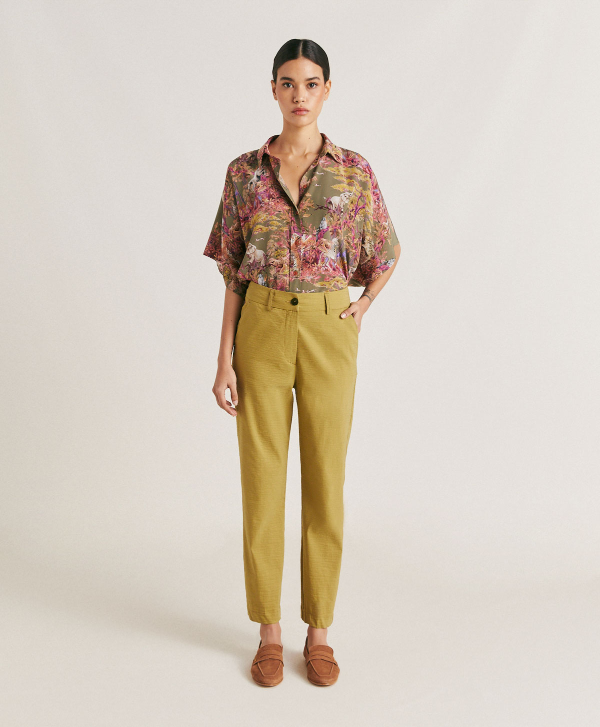 LYON PANT IN COTTON LINEN - AVOCADO - Momonì