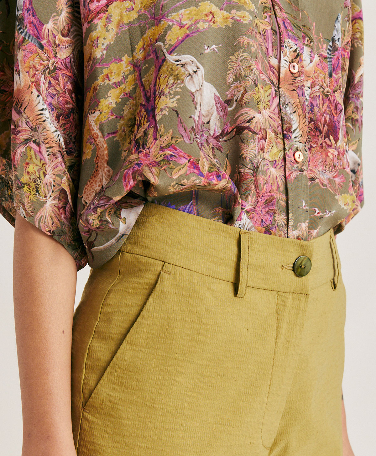 LYON PANT IN COTTON LINEN - AVOCADO - Momonì