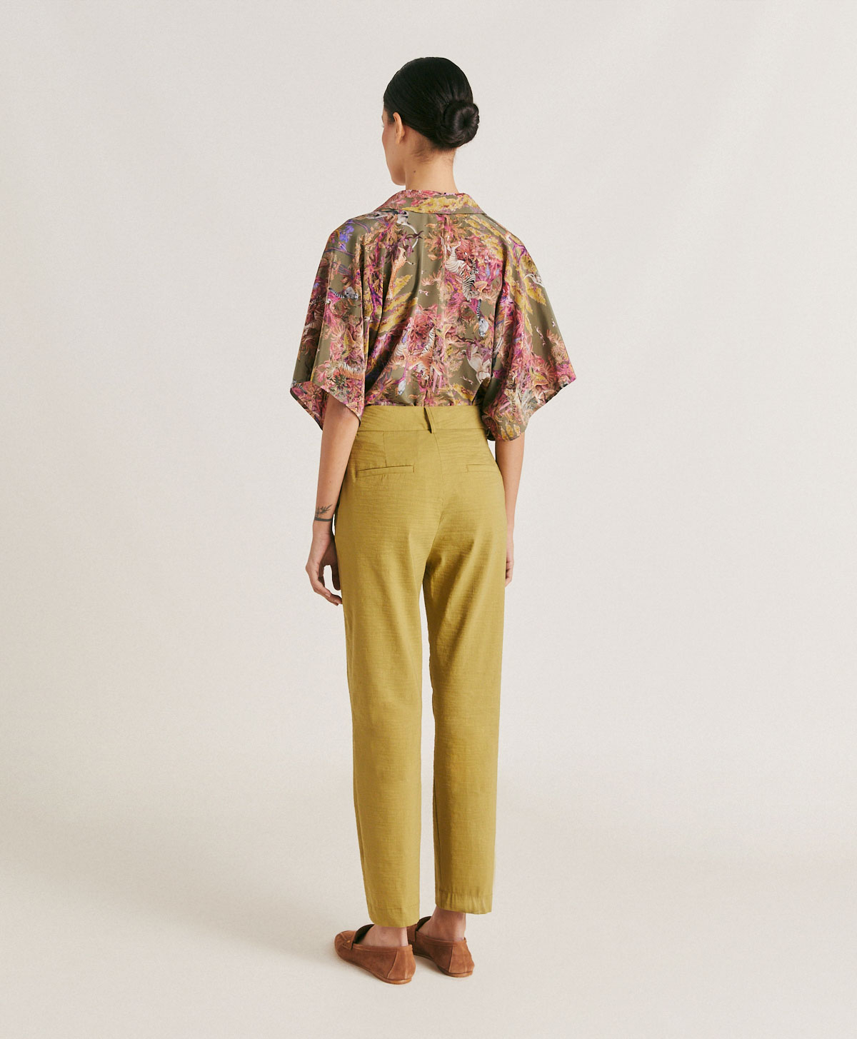 LYON PANT IN COTTON LINEN - AVOCADO - Momonì
