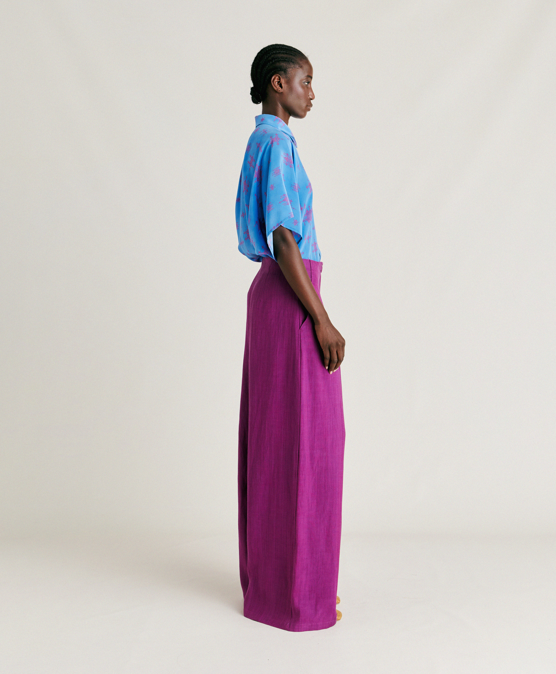 VIOLINA PANT IN ELEGANT VISCOSE LINEN - CYCLAMEN - Momonì
