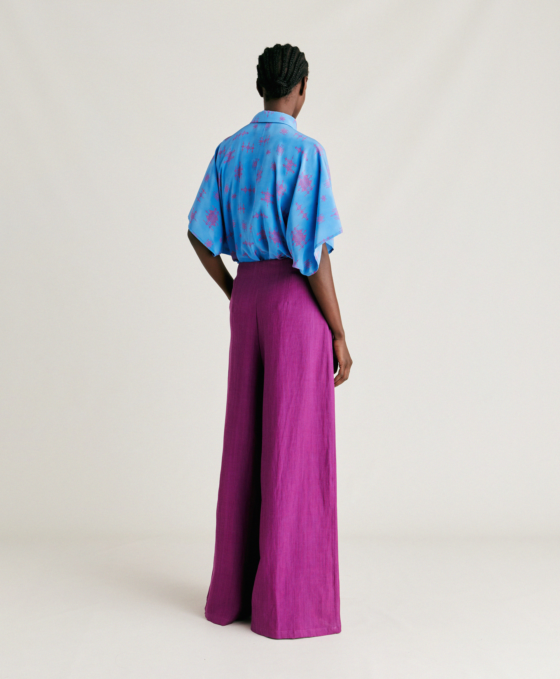 VIOLINA PANT IN ELEGANT VISCOSE LINEN - CYCLAMEN - Momonì