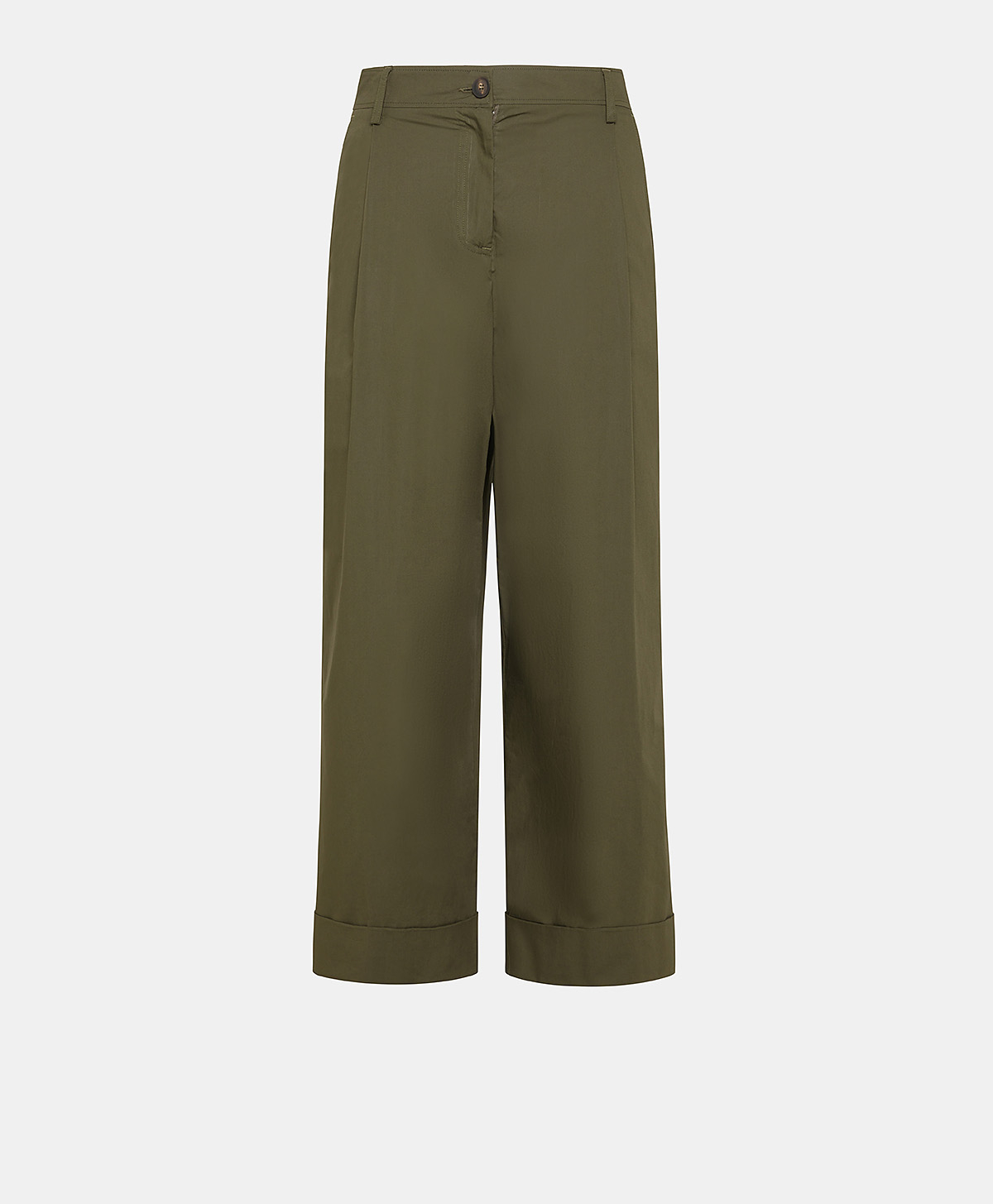 GRECALE PANT IN POPLIN - ARMY GREEN - Momonì