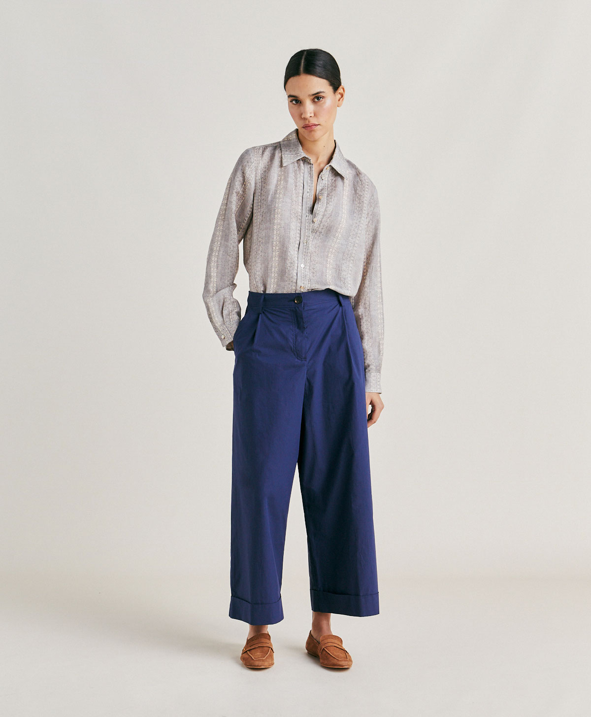 GRECALE PANT IN POPLIN - BLUE - Momonì