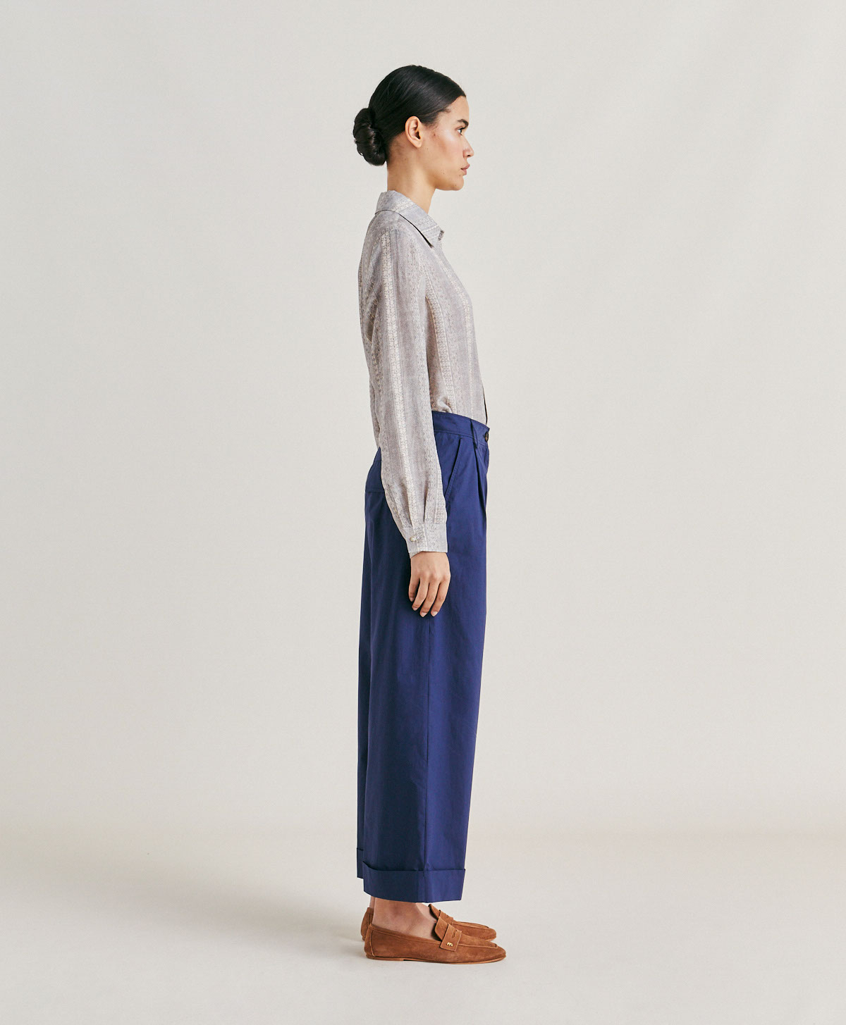 GRECALE PANT IN POPLIN - BLUE - Momonì