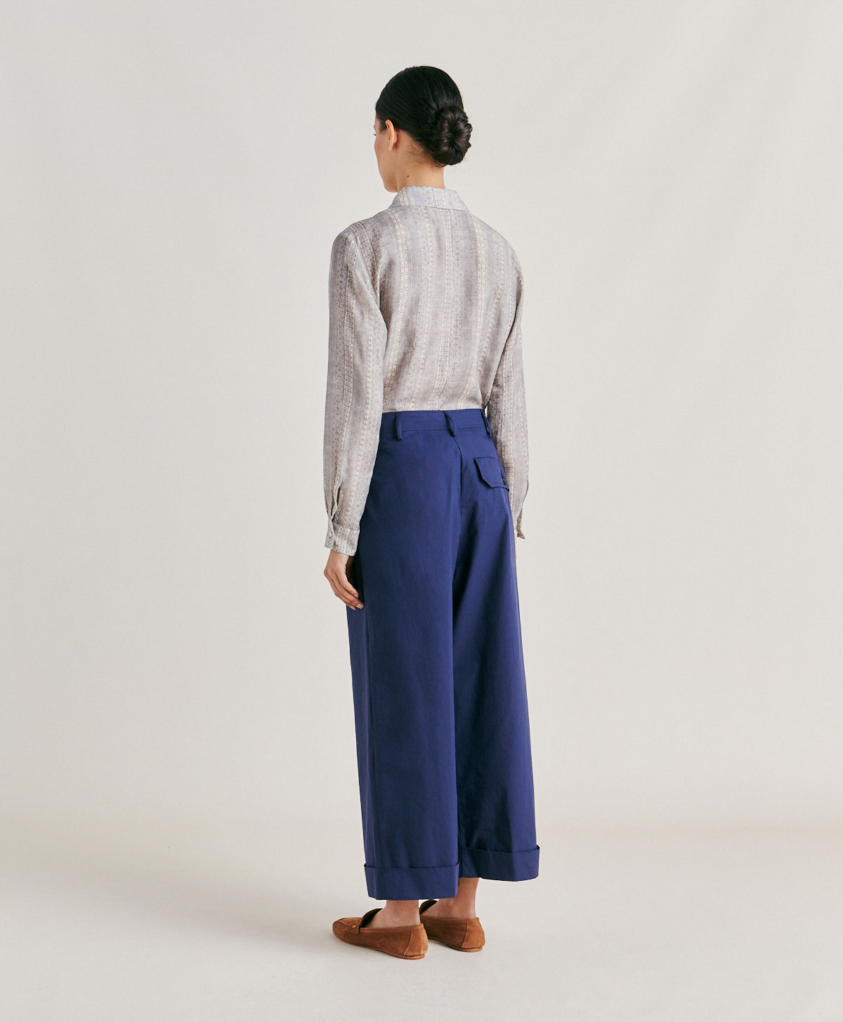 GRECALE PANT IN POPLIN - BLUE - Momonì