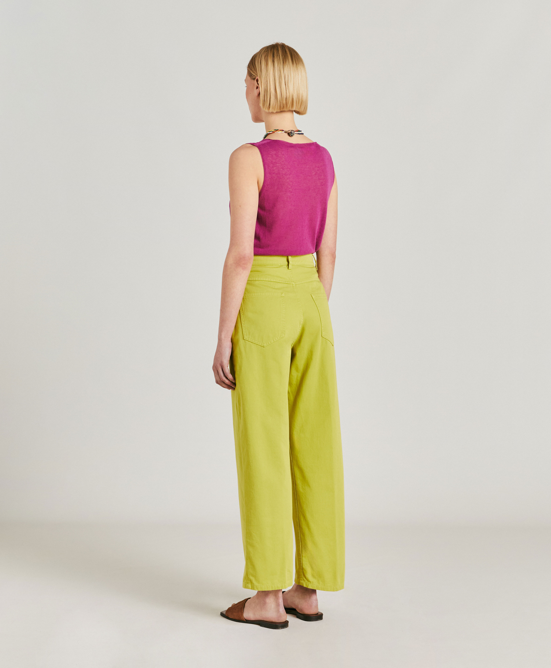 PANTALON FUCSIA BIS EN GABARDINE - VERT ACIDE - Momonì