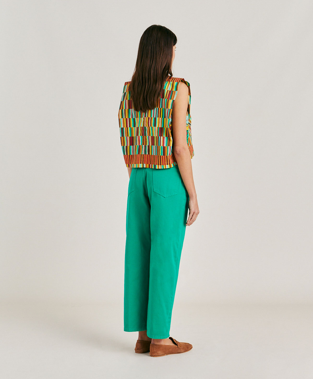 FUCSIA BIS PANT IN GABARDINE - EMERALD GREEN - Momonì