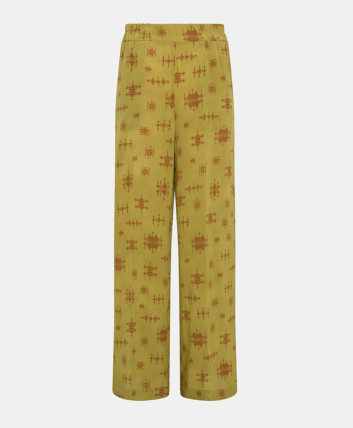 BACCARAT PANT IN CREPE DE CHINE  - LIME/WINE - Momonì