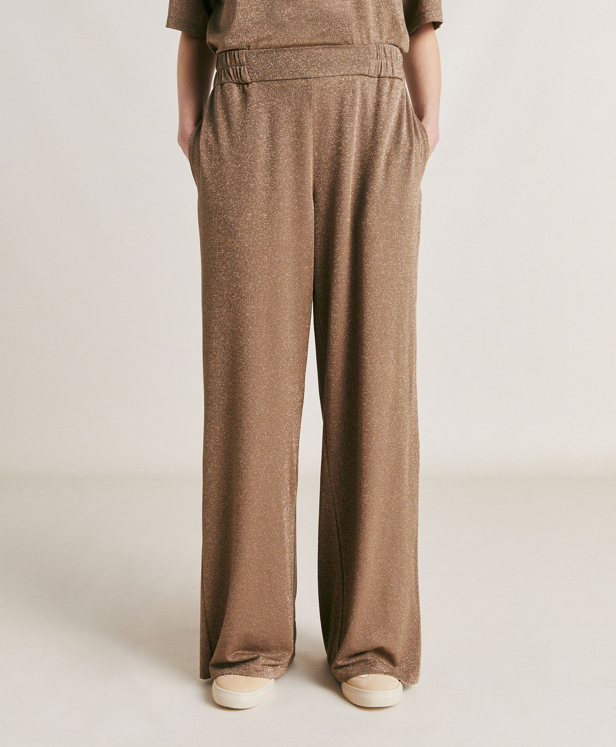 BACCARAT PANT IN LUREX JERSEY - MUD - Momonì