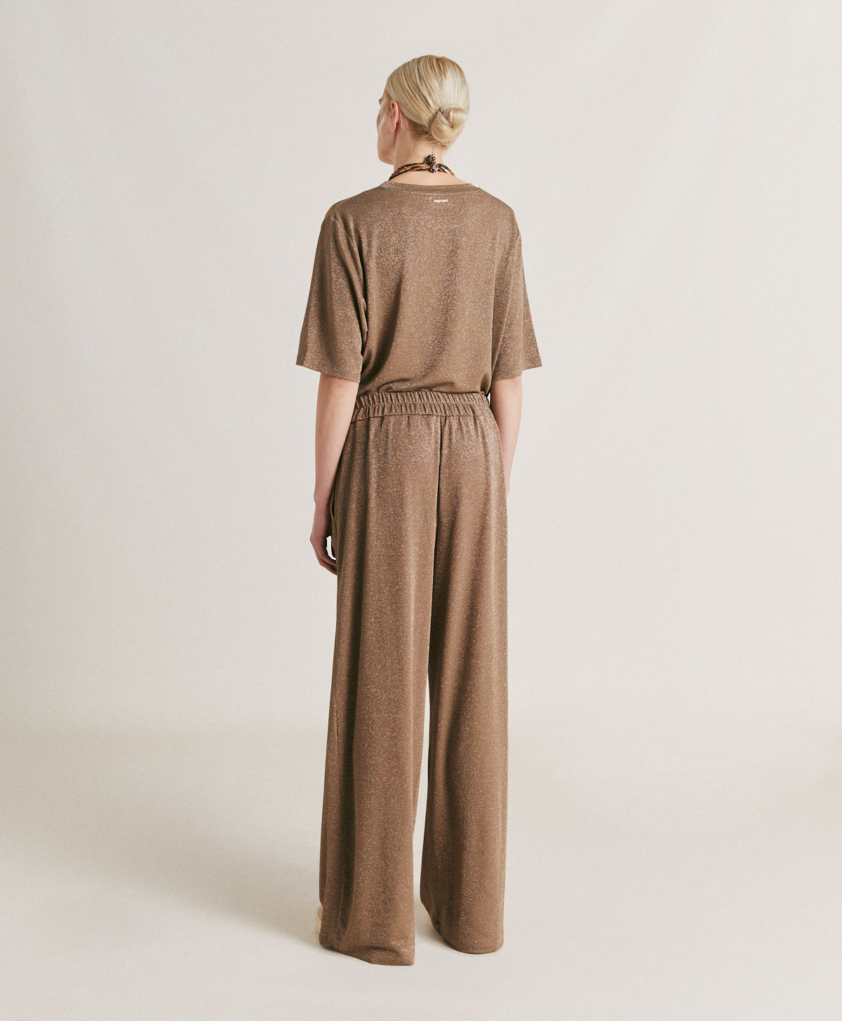 BACCARAT PANT IN LUREX JERSEY - MUD - Momonì