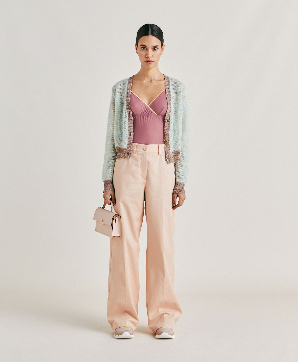 OLIVINA PANT IN STRETCH GABARDINE - BLOSSOM - Momonì