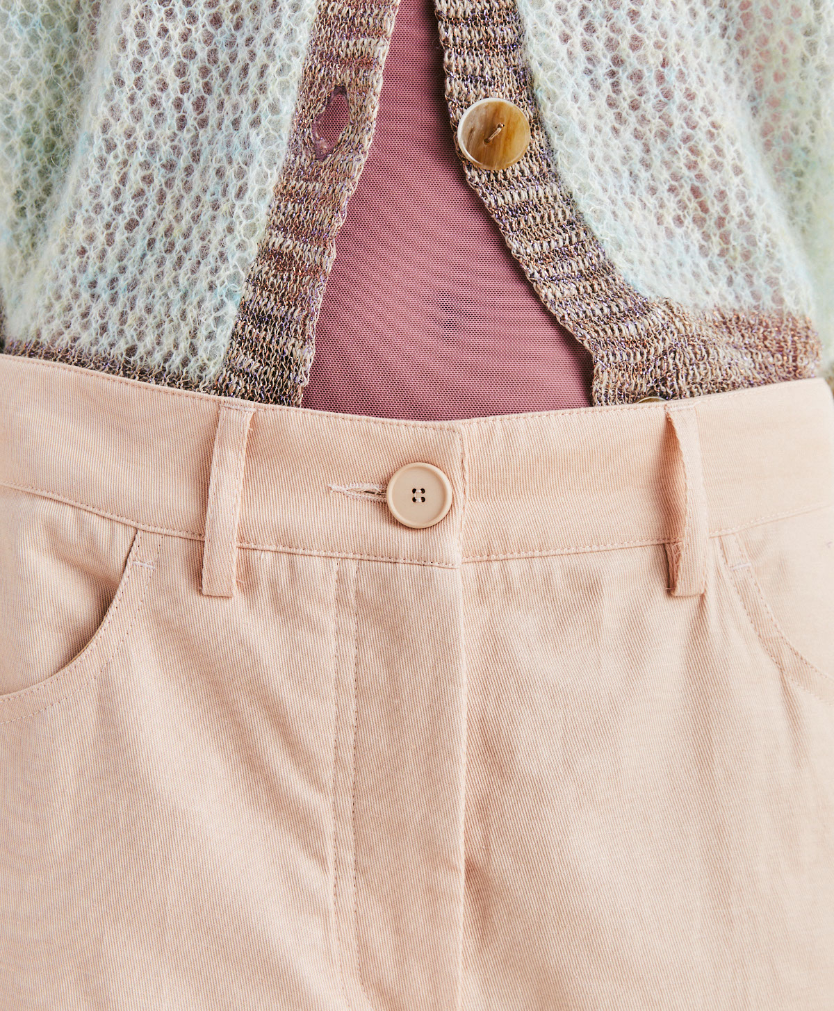 OLIVINA PANT IN STRETCH GABARDINE - BLOSSOM - Momonì