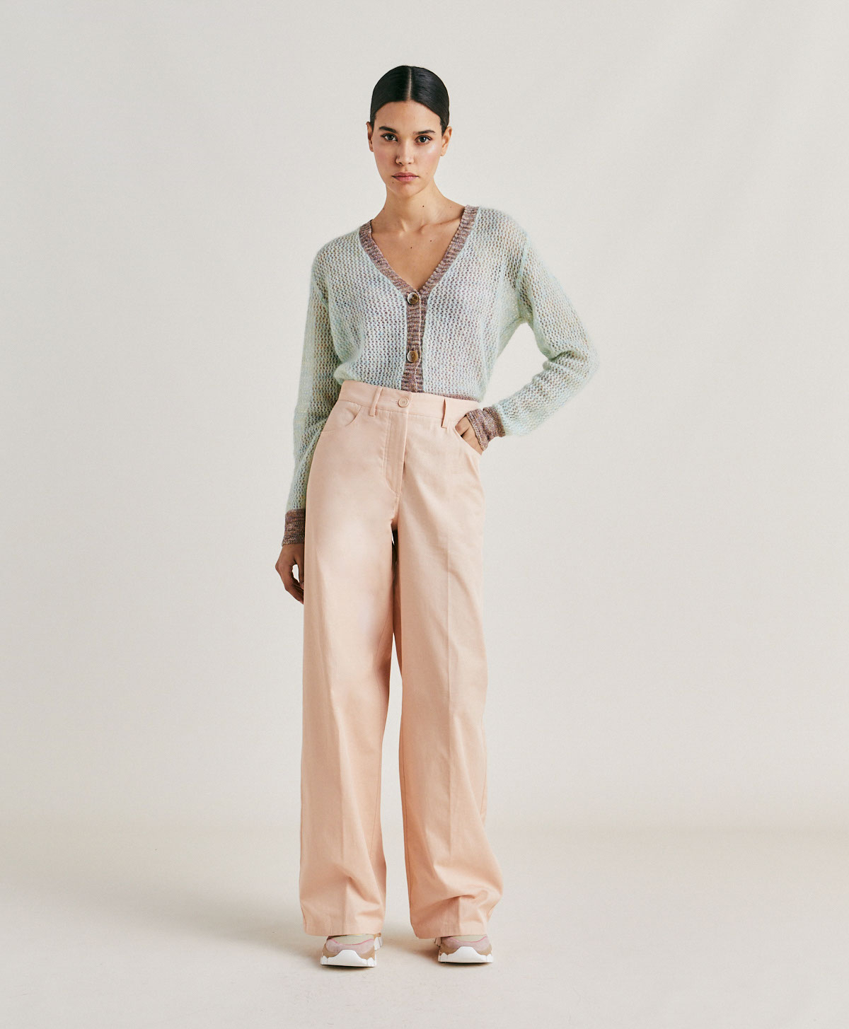 OLIVINA PANT IN STRETCH GABARDINE - BLOSSOM - Momonì