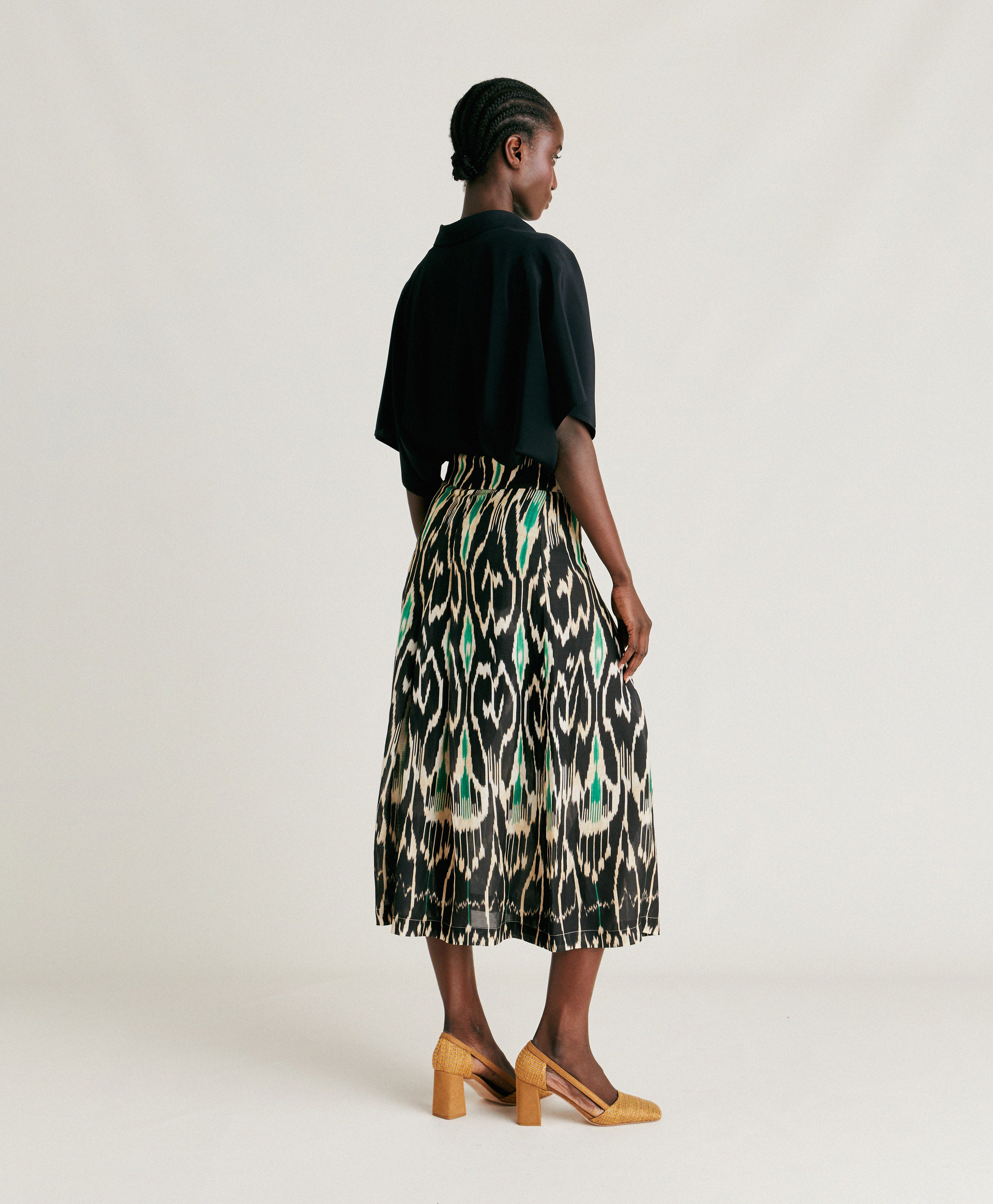 CELESTIN SKIRT IN VISCOSE/LINEN - MULTICOLOR BLACK - Momonì
