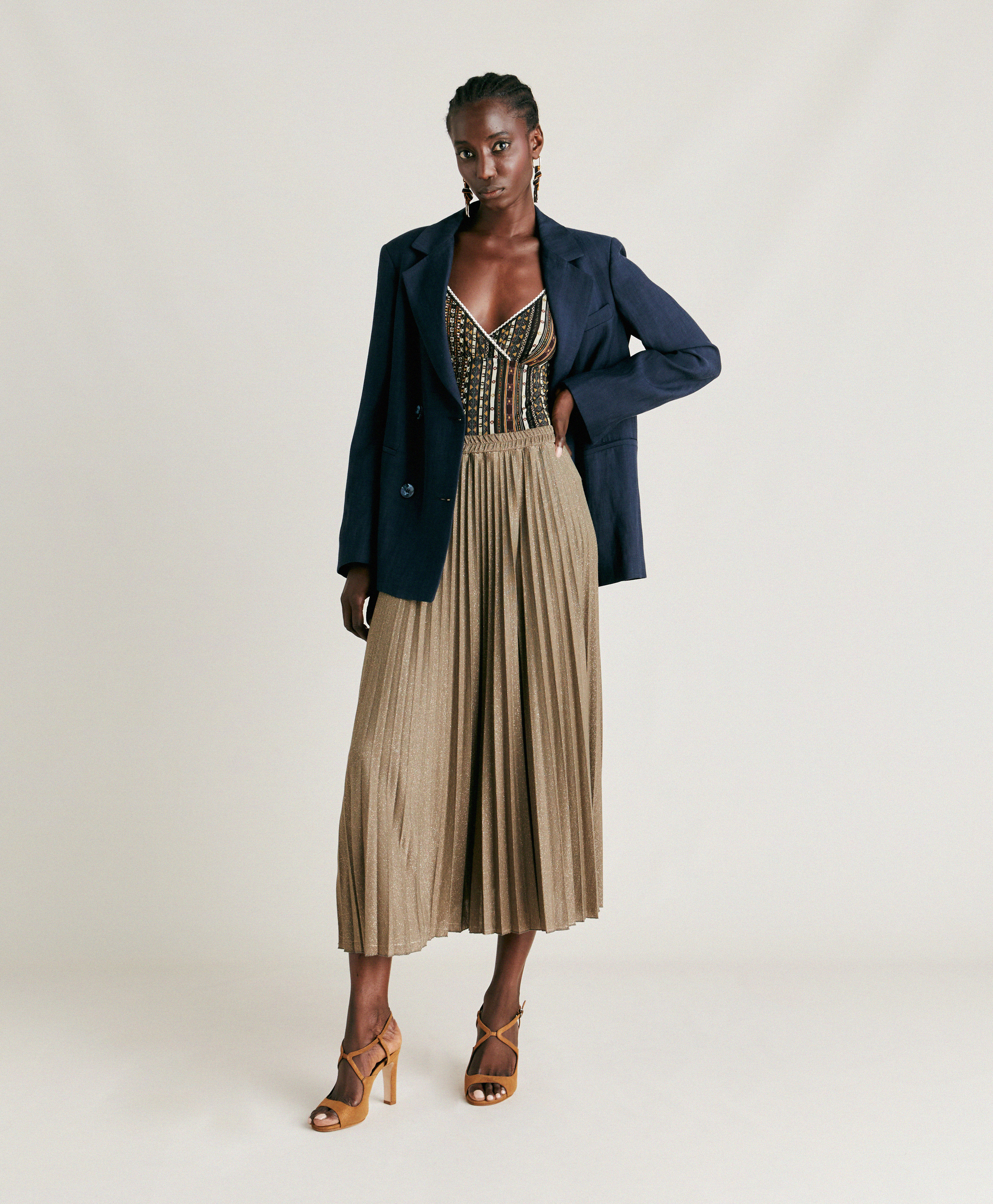 EMI SKIRT IN LUREX JERSEY - MUD - Momonì