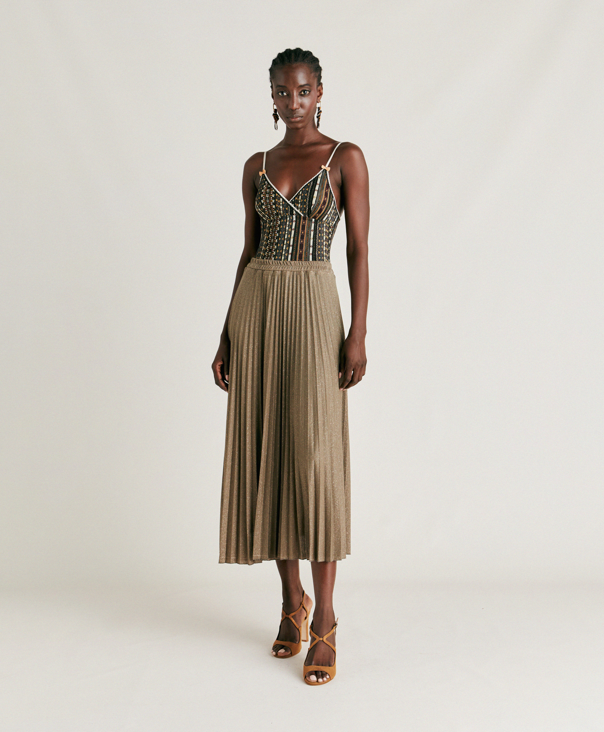 EMI SKIRT IN LUREX JERSEY - MUD - Momonì