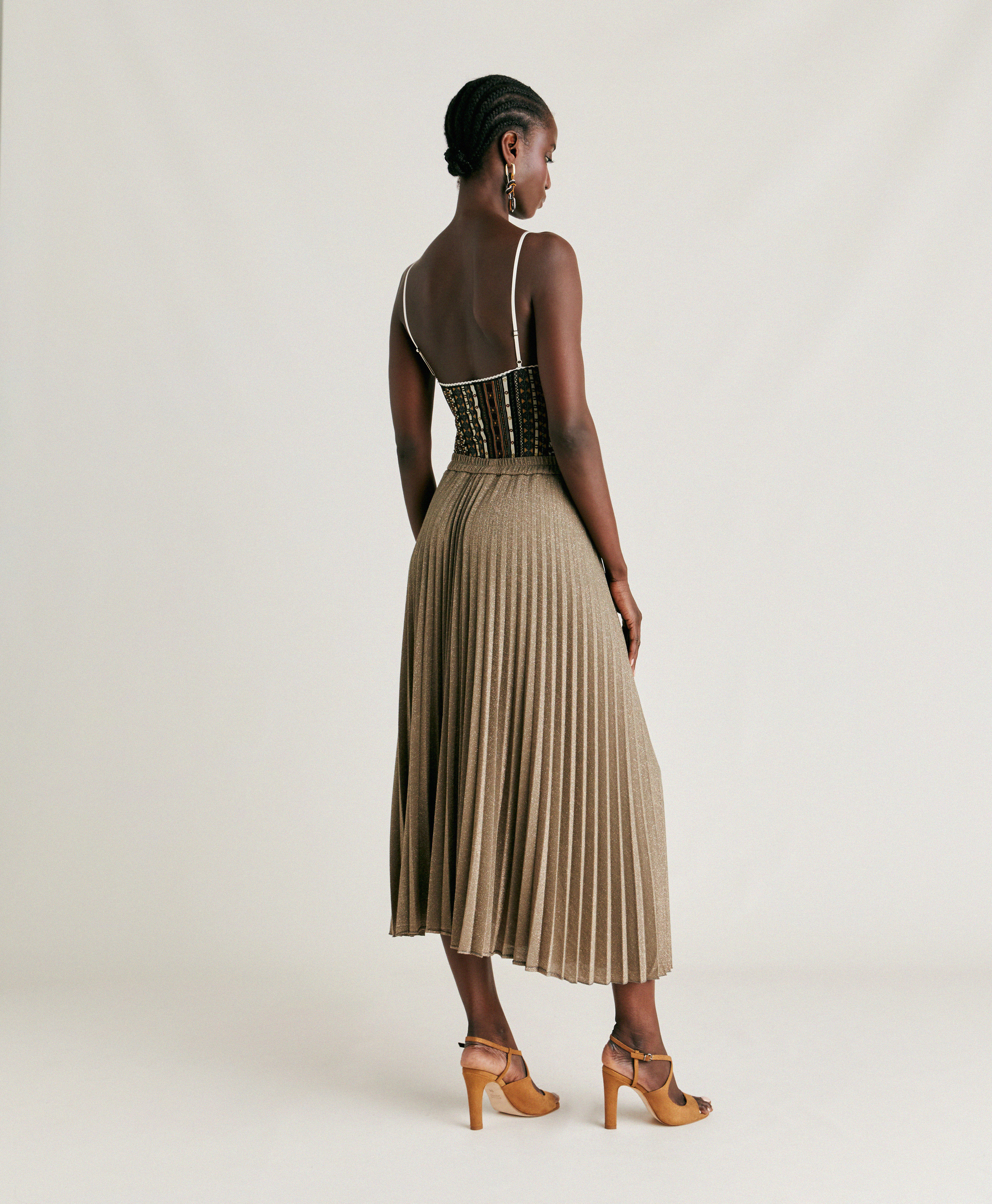 EMI SKIRT IN LUREX JERSEY - MUD - Momonì