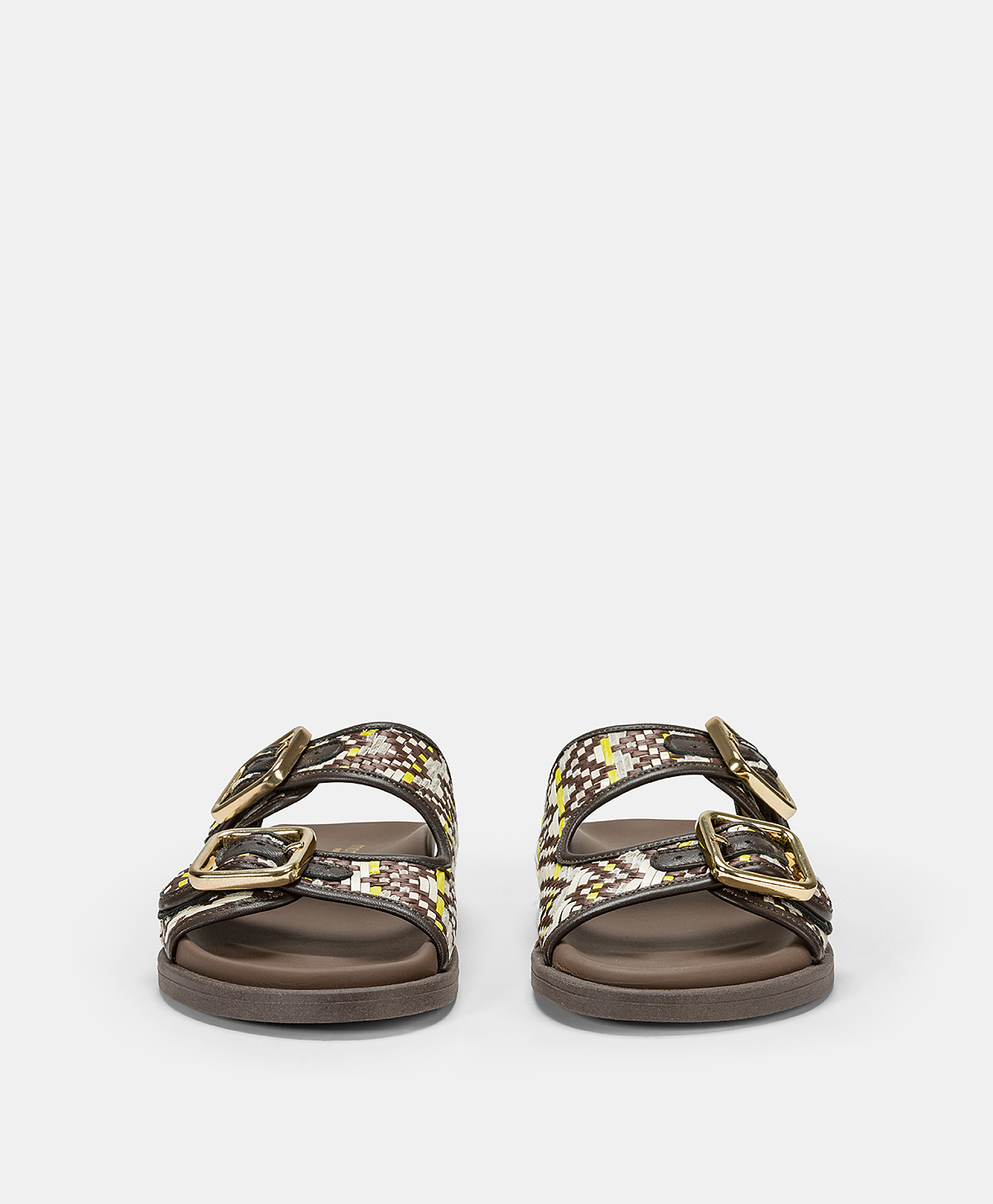 SANDALES CHAMORRO AVEC TRESSAGE - BRUN/MULTICOLORE - Momonì