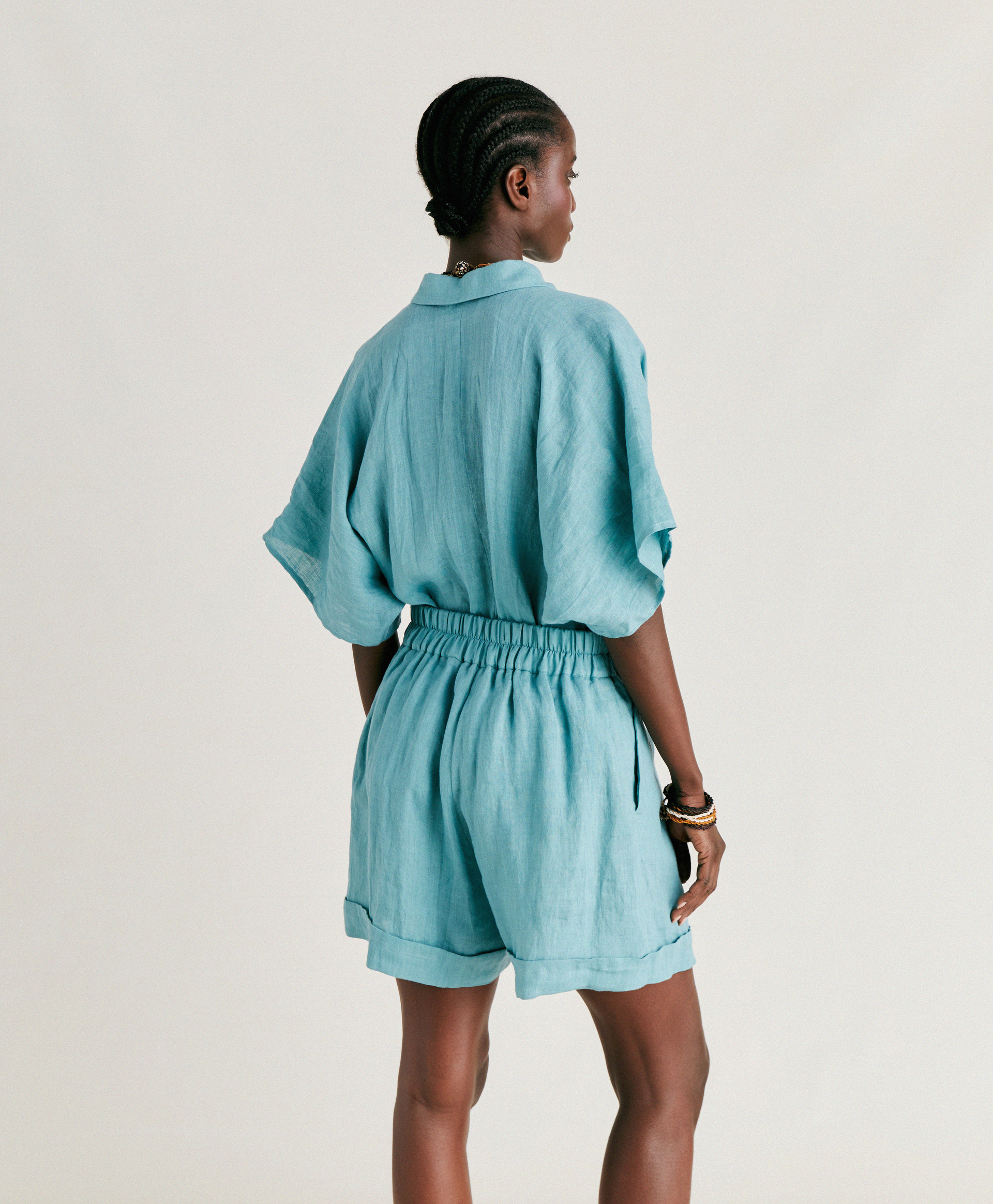 MANBRU' SHORT IN LINEN - CERULEAN - Momonì