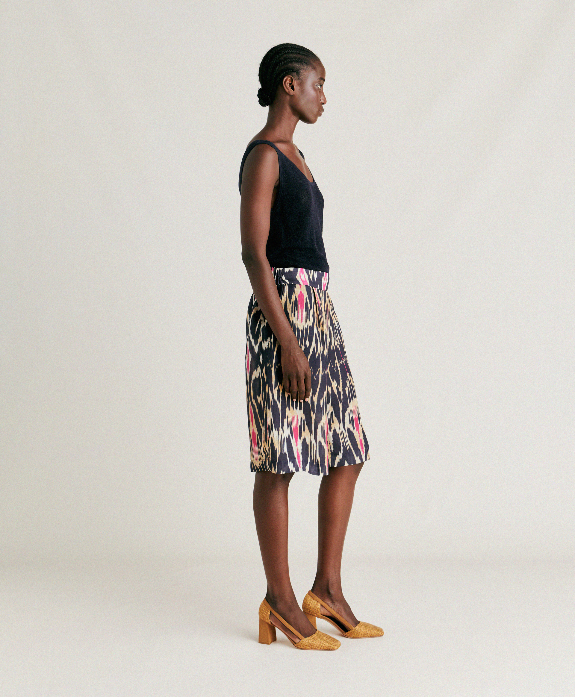 NINA SHORT IN VISCOSE/LINEN - MULTICOLOR BLUE - Momonì