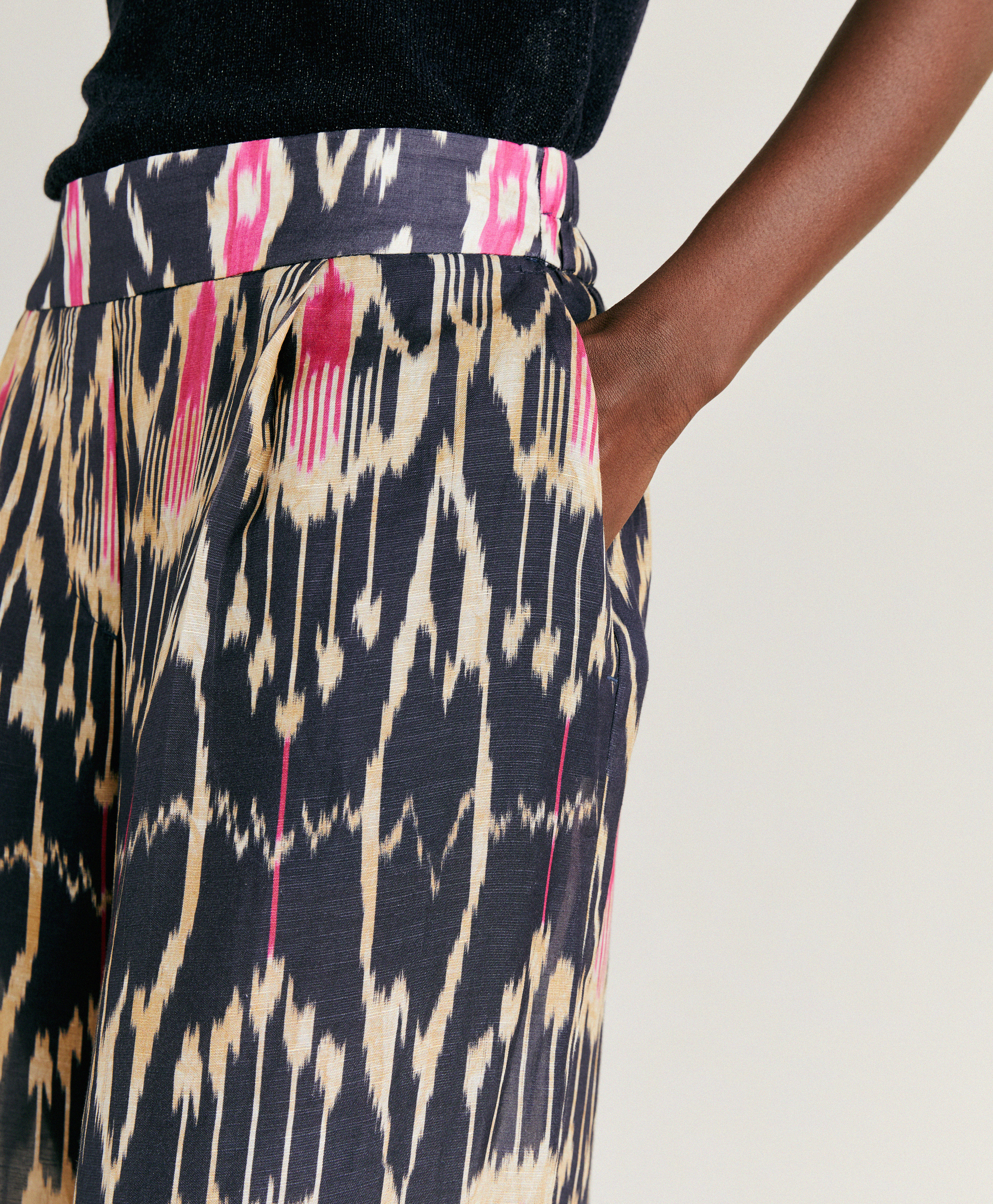 NINA SHORT IN VISCOSE/LINEN - MULTICOLOR BLUE - Momonì