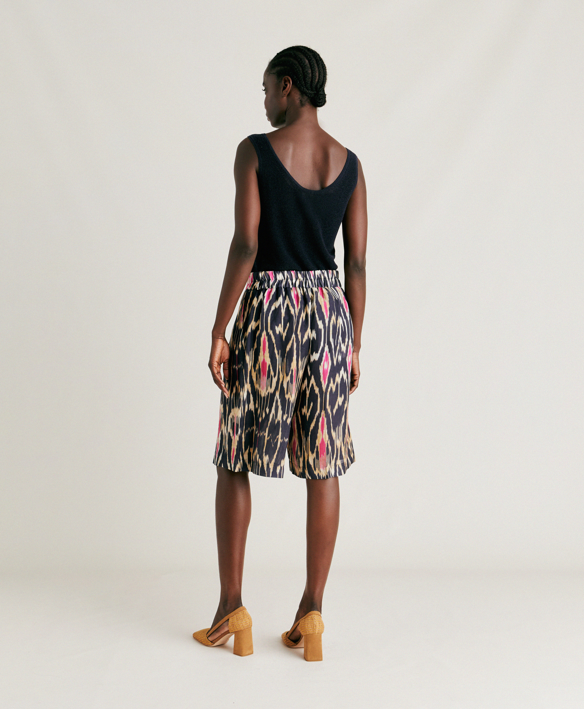 NINA SHORT IN VISCOSE/LINEN - MULTICOLOR BLUE - Momonì