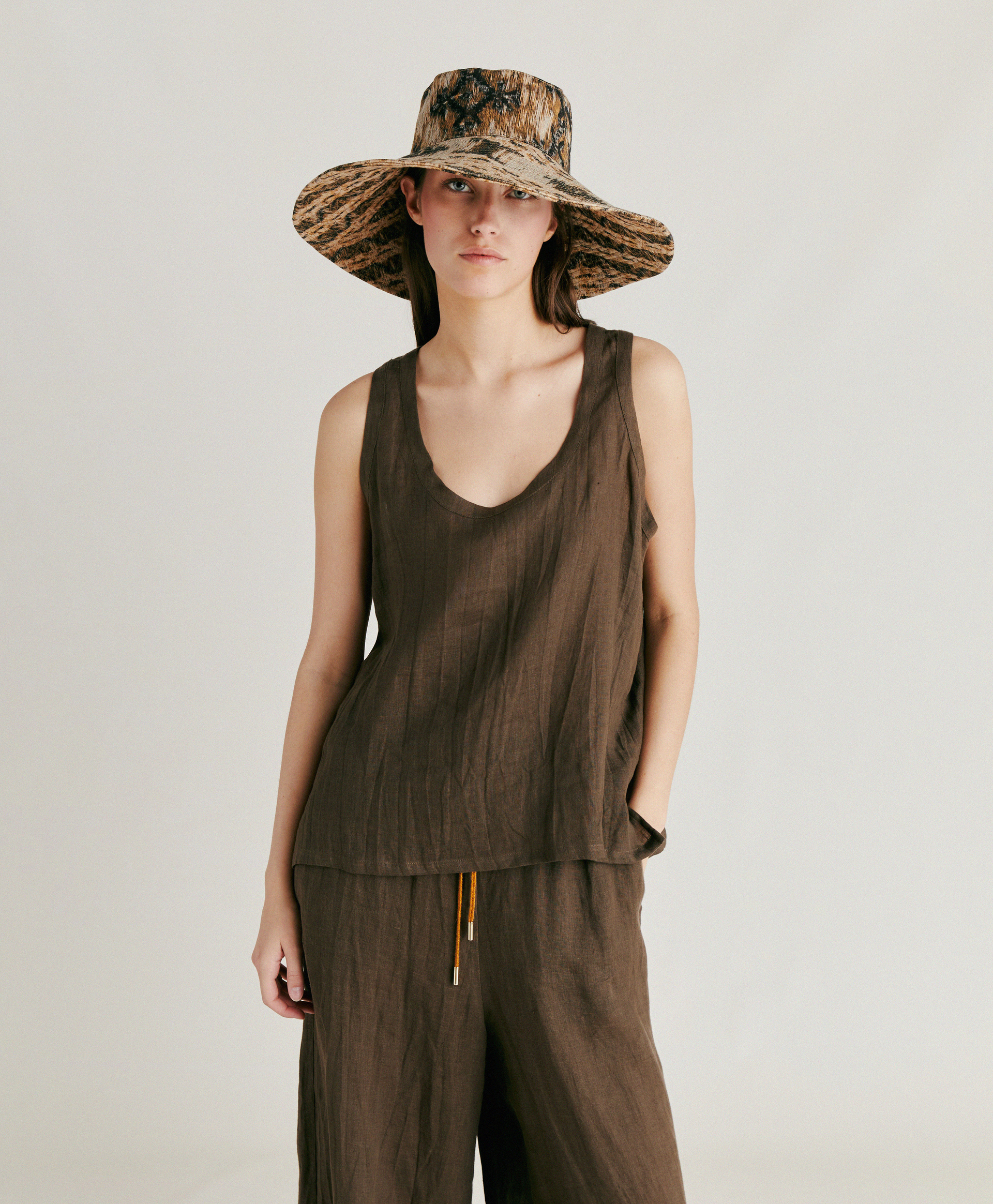 MOLA TOP IN LINEN - ARMY GREEN - Momonì