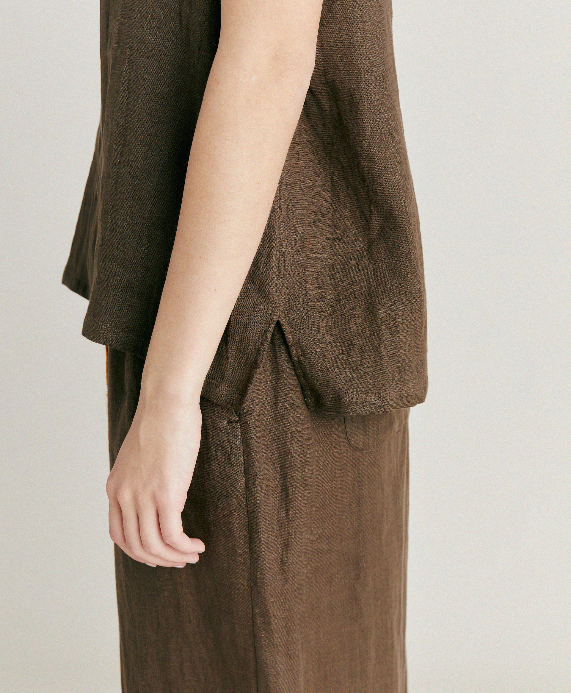MOLA TOP IN LINEN - ARMY GREEN - Momonì