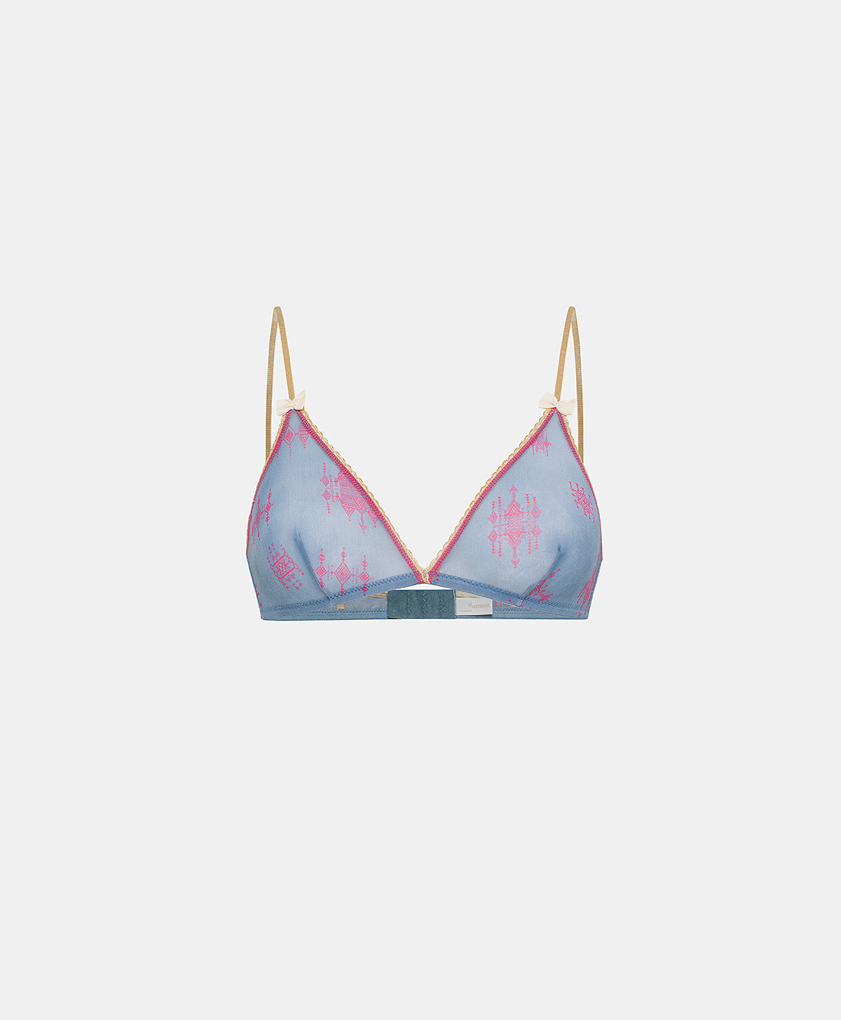 AMETHIST BRA IN PRINTED NYLON - CORNFLOWER BLUE/FUCHSIA - Momonì