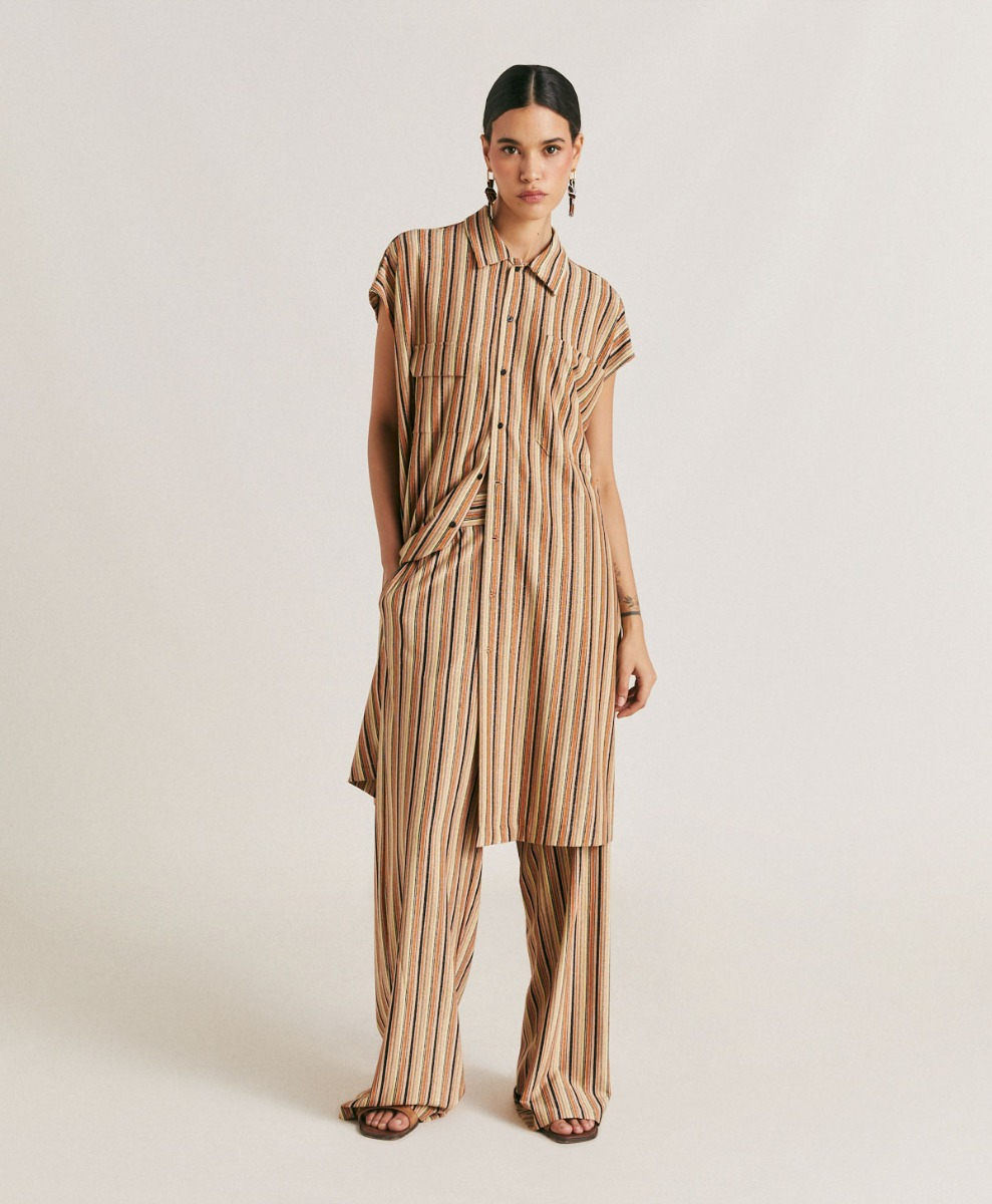 ROBE COLORADO EN JERSEY LUREX À RAYURES - ROUILLE MULTICOLORE - Momonì