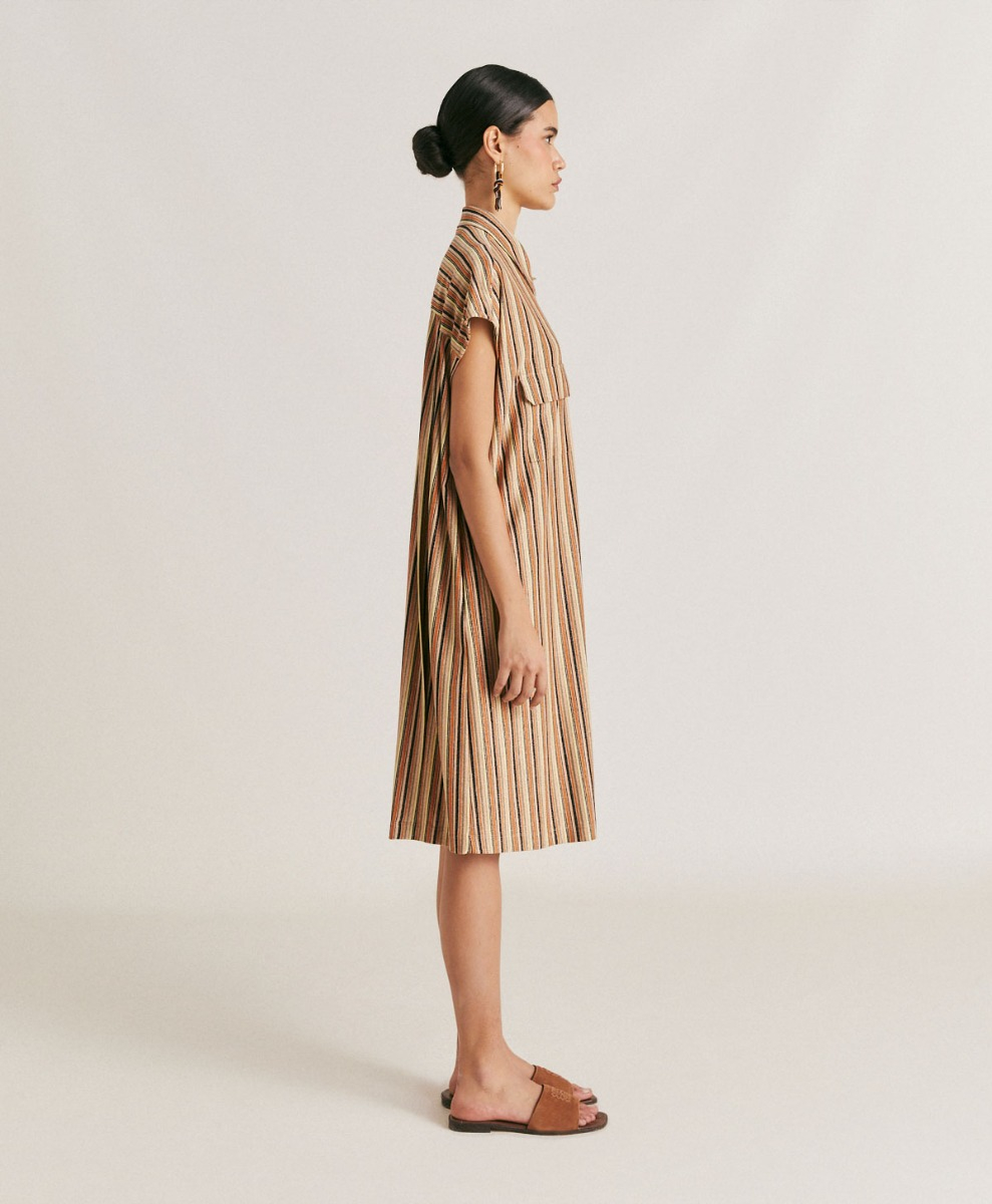 ROBE COLORADO EN JERSEY LUREX À RAYURES - ROUILLE MULTICOLORE - Momonì