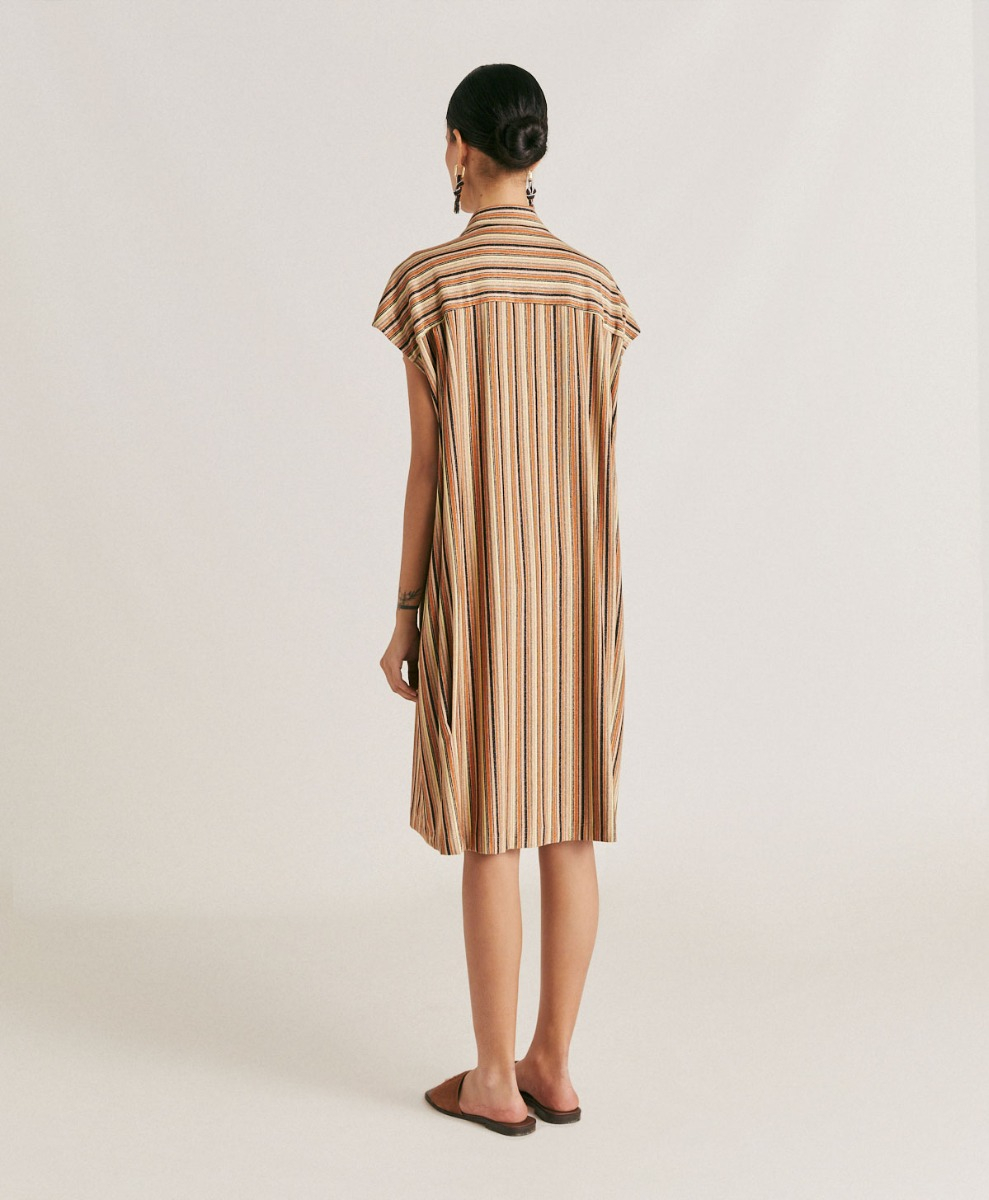 ROBE COLORADO EN JERSEY LUREX À RAYURES - ROUILLE MULTICOLORE - Momonì