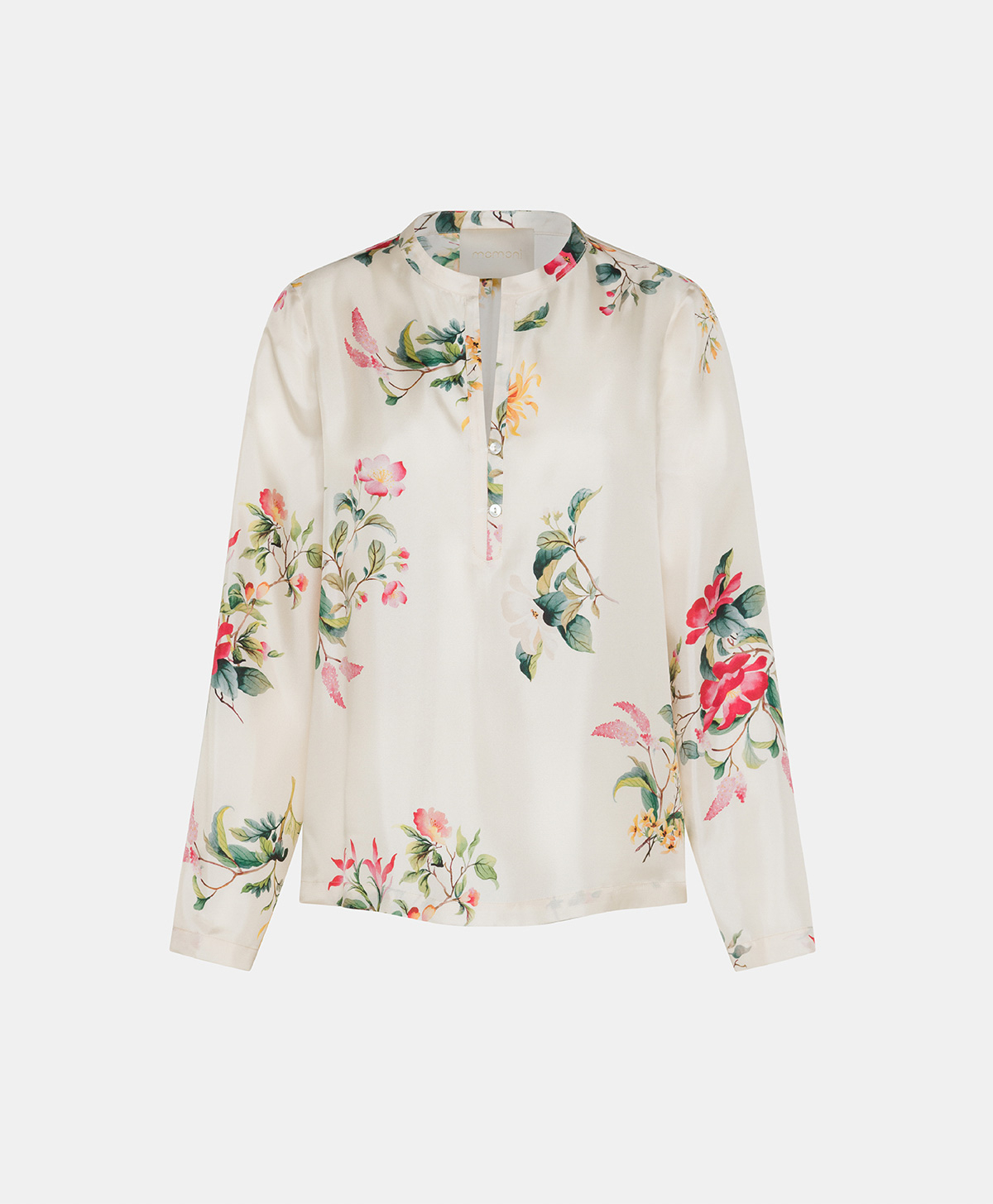 KOKE BLOUSE IN PRINTED SILK TWILL - CREAM/RED - Clothing - Momonì