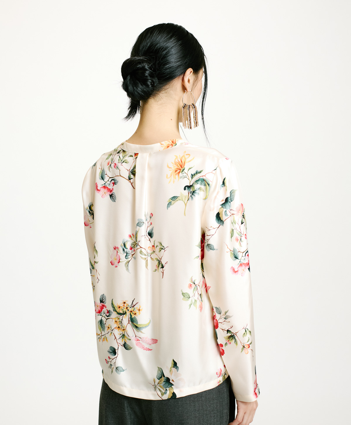 BLUSA KOKE IN TWILL DI SETA STAMPATO-CREMA/ROSSO - Momonì