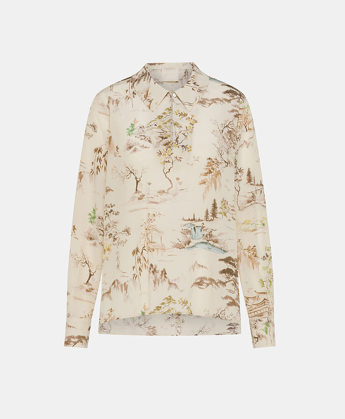 SACHI BLOUSE IN PRINTED CREPE DE CHINE - CREAM/TOBACCO - Clothing - Momonì