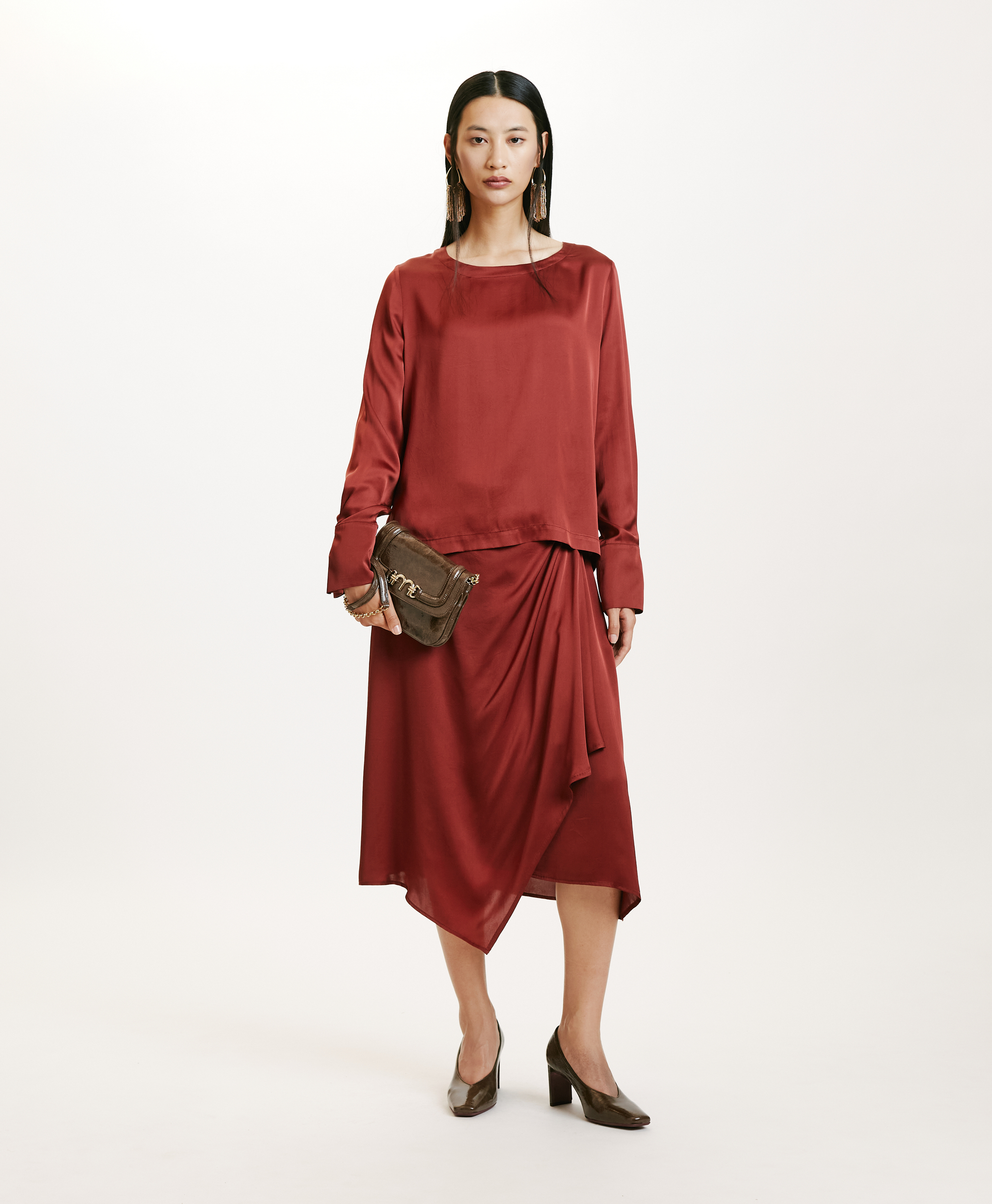KENTA BLOUSE IN WASHED SILK - GRAPE MUST - Momonì