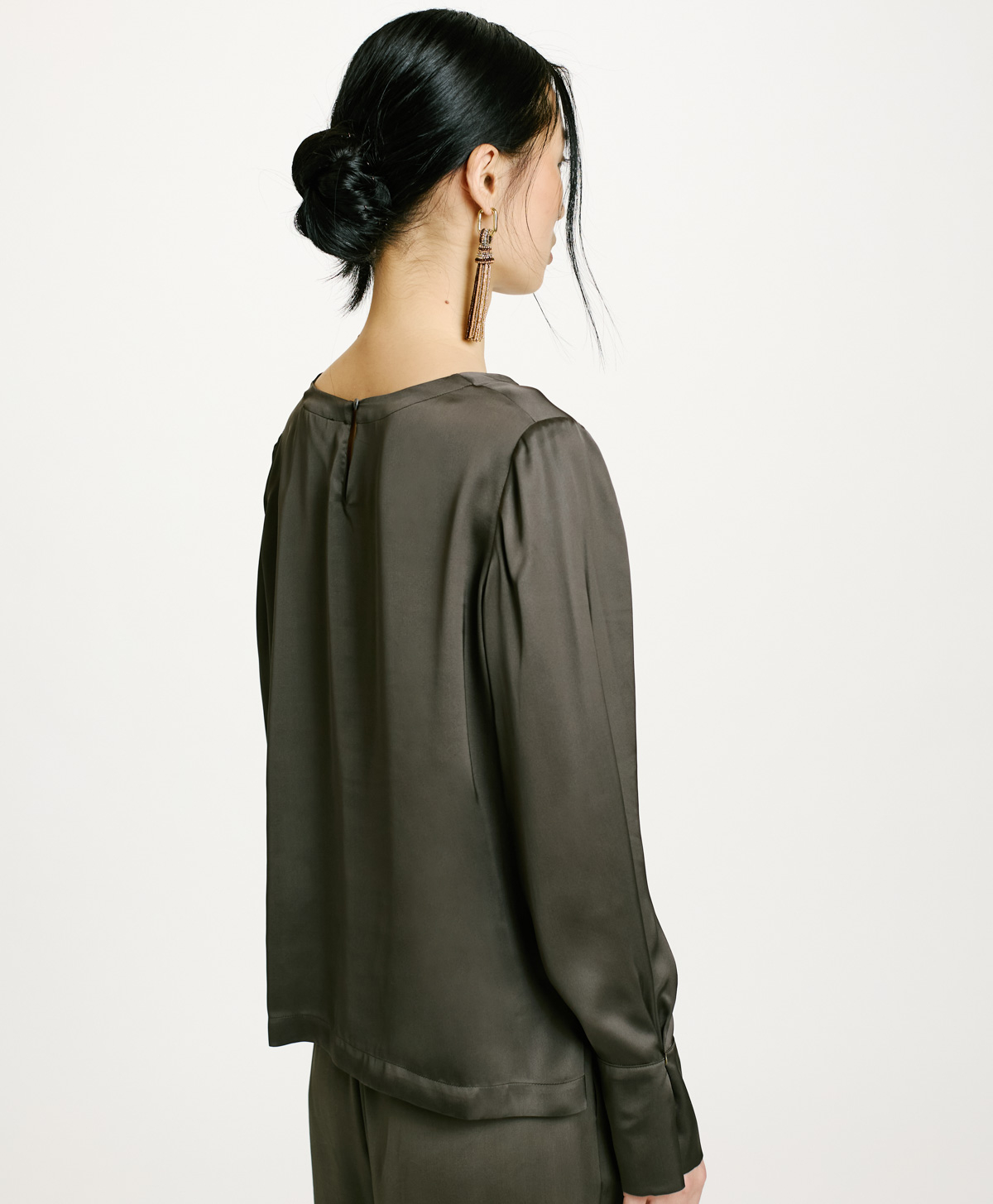 KENTA BLOUSE IN WASHED SILK - MILITARY GREEN - Momonì