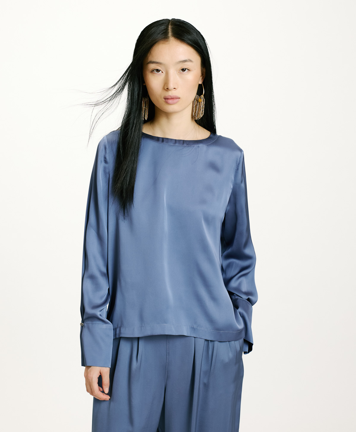 BLOUSE KENTA EN SOIE LAVÉE - PAPIER SUCRE - Momonì