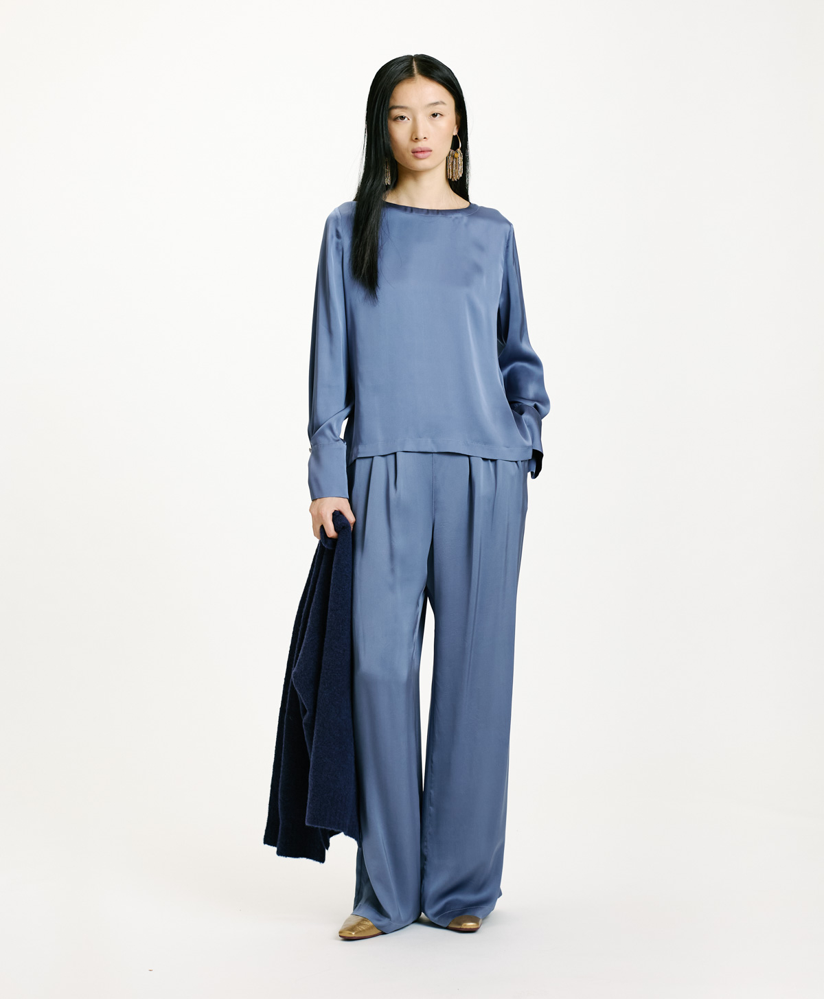 BLOUSE KENTA EN SOIE LAVÉE - PAPIER SUCRE - Momonì
