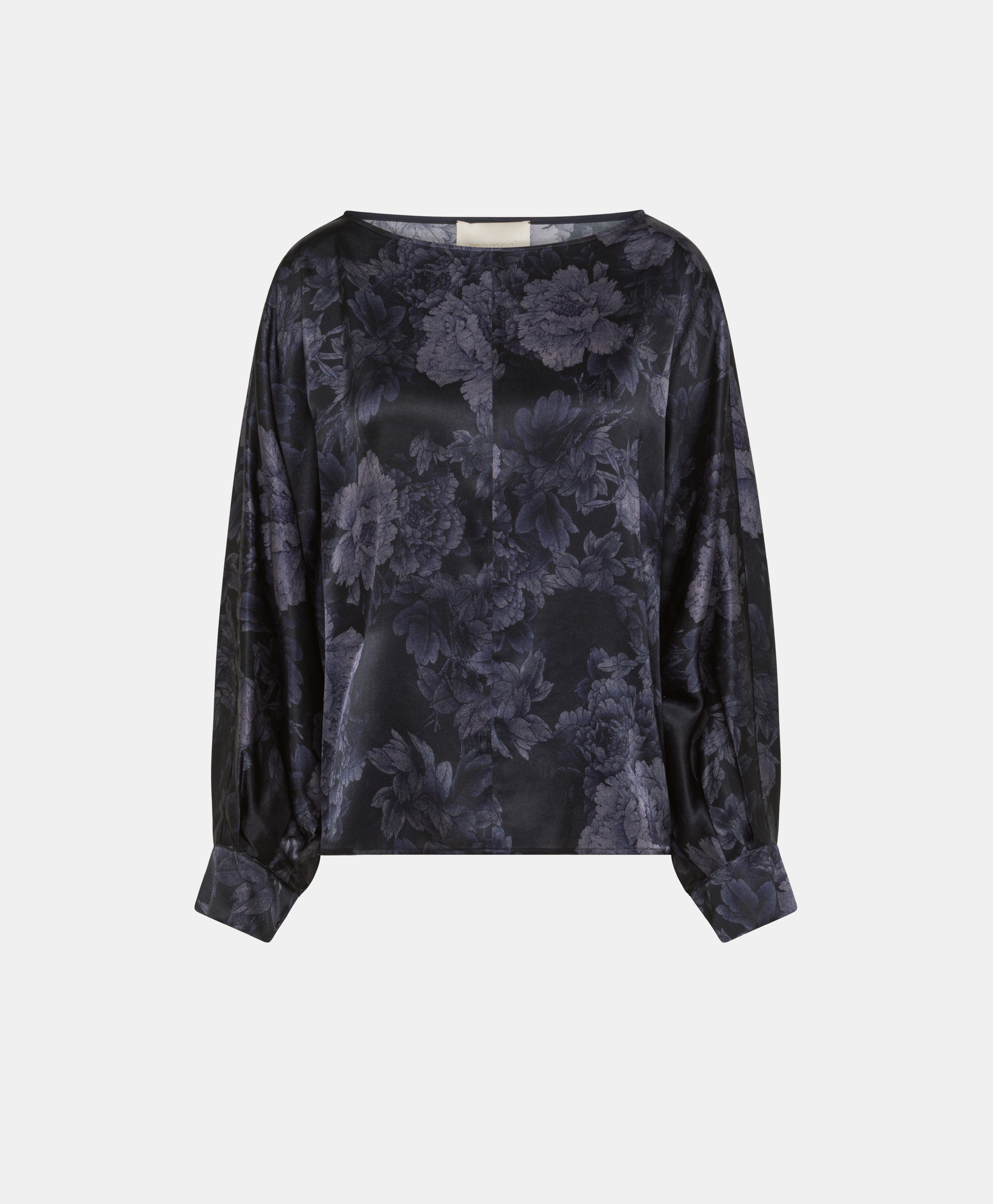 SAGI BLOUSE IN PRINTED STRETCH SATIN - BLUE/BLU NIGHT - Clothing - Momonì