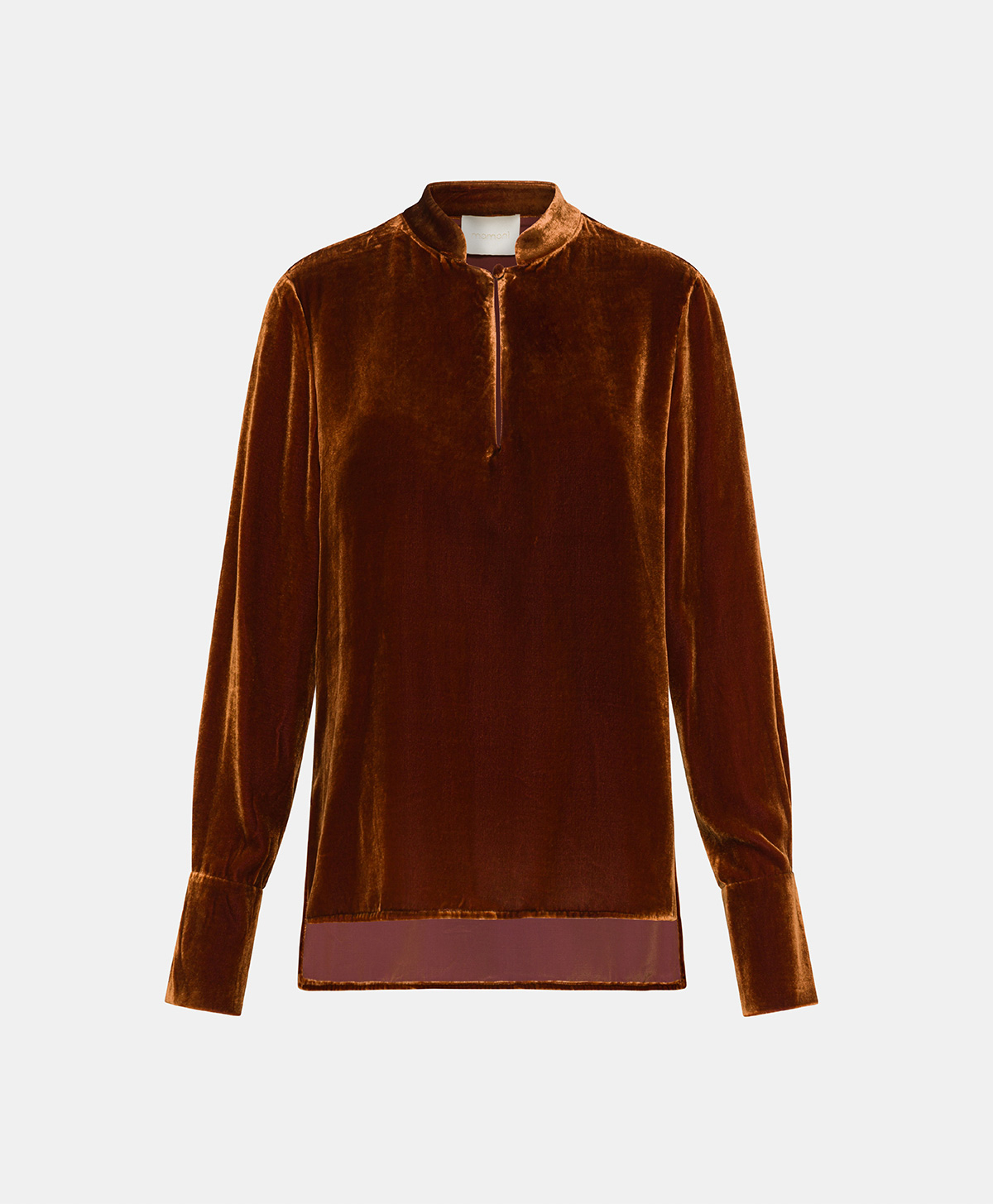 AISU BLOUSE IN SMOOTH SILK BLEND VELVET - RUST - Momonì