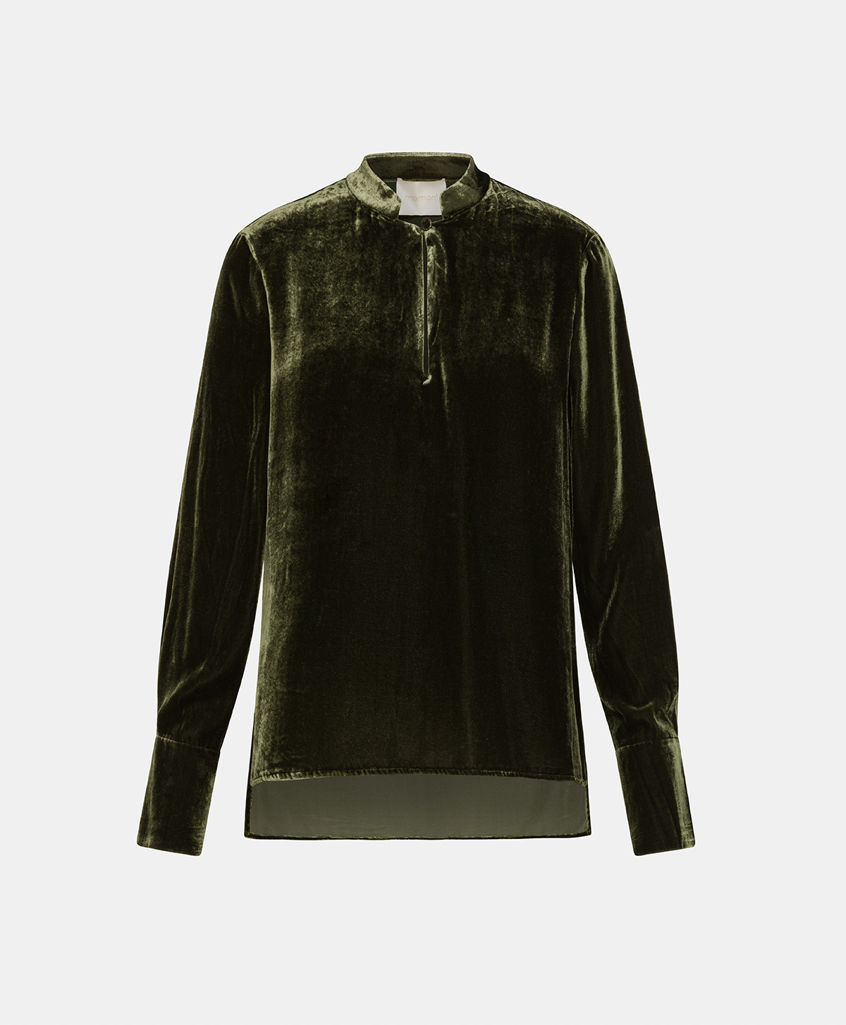 BLUSA AISU IN VELLUTO MISTO SETA LISCIO-VERDE MATCHA - Momonì