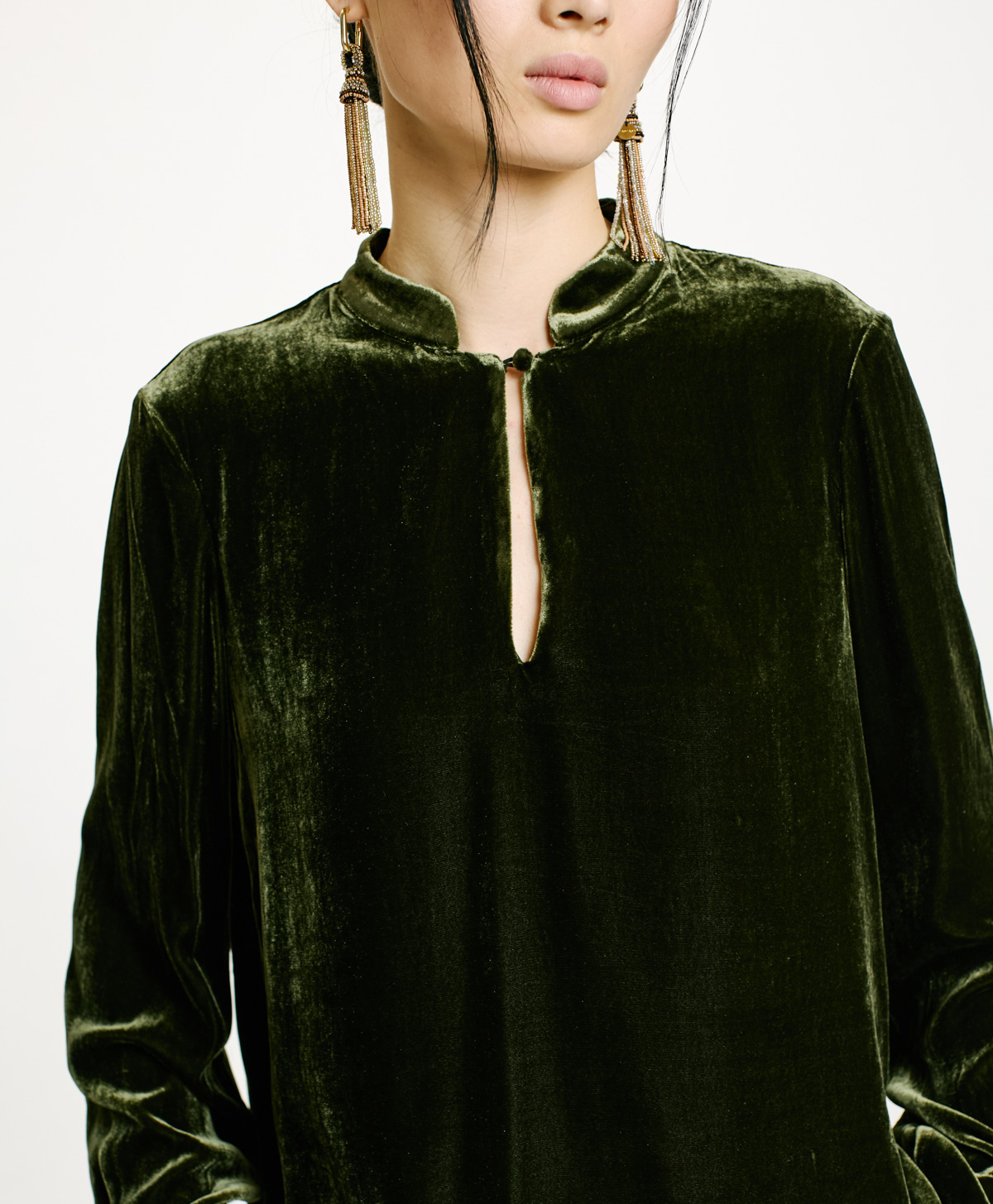 BLUSA AISU IN VELLUTO MISTO SETA LISCIO-VERDE MATCHA - Momonì