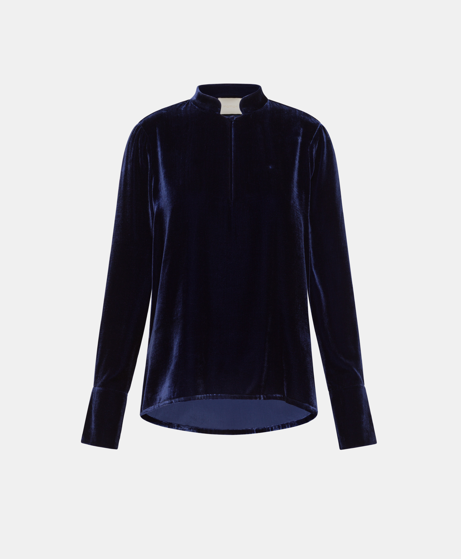 AISU BLOUSE IN SMOOTH SILK BLEND VELVET - INDIGO - Momonì