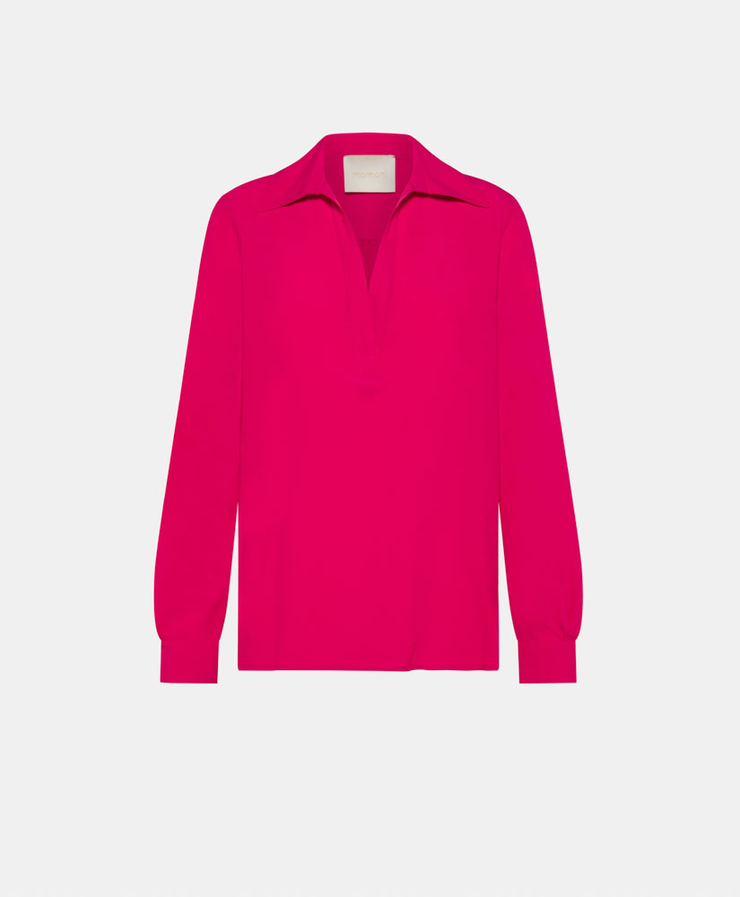 BLOUSE SUE EN ACÉTATE/SOIE UNI - FUCHSIA - Momonì
