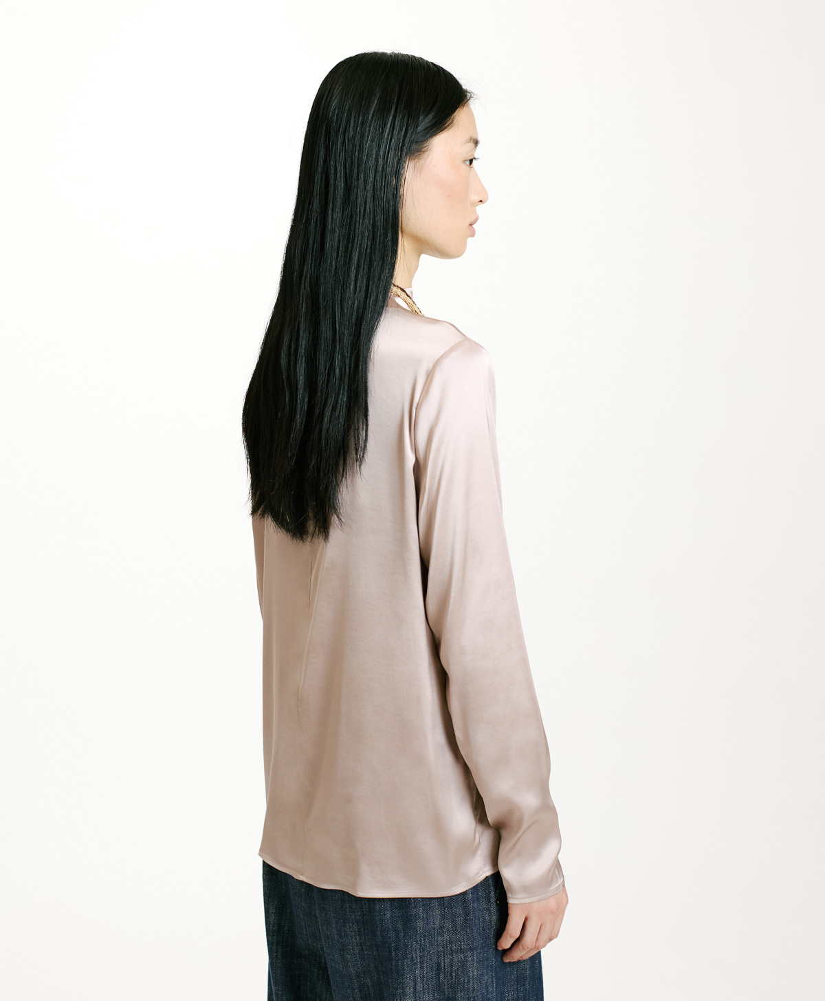 ACHIRA BLOUSE IN SATIN - PEARL - Momonì