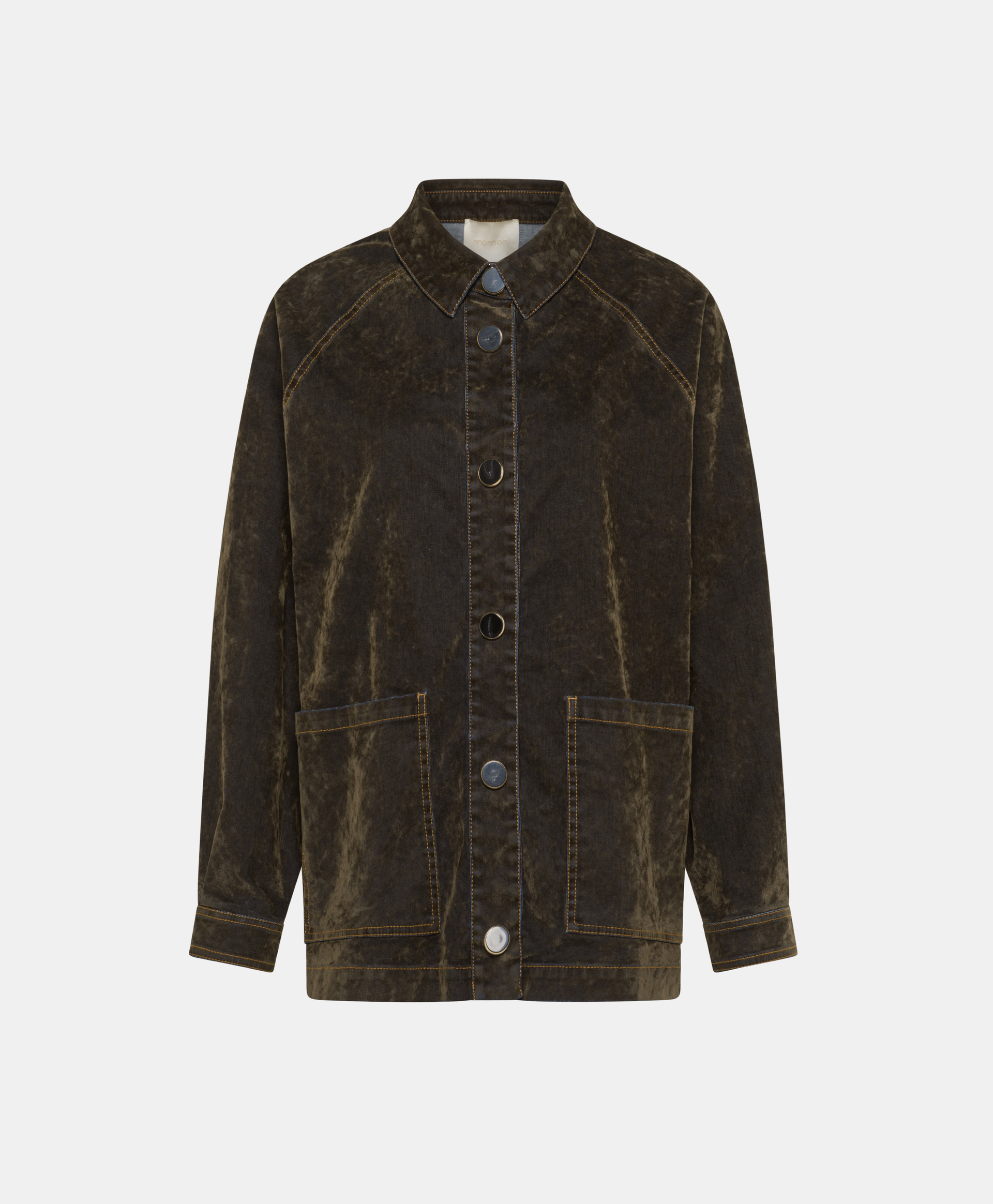 YAME' COAT IN FLOCKED DENIMK - MILITARY GREEN - Clothing - Momonì