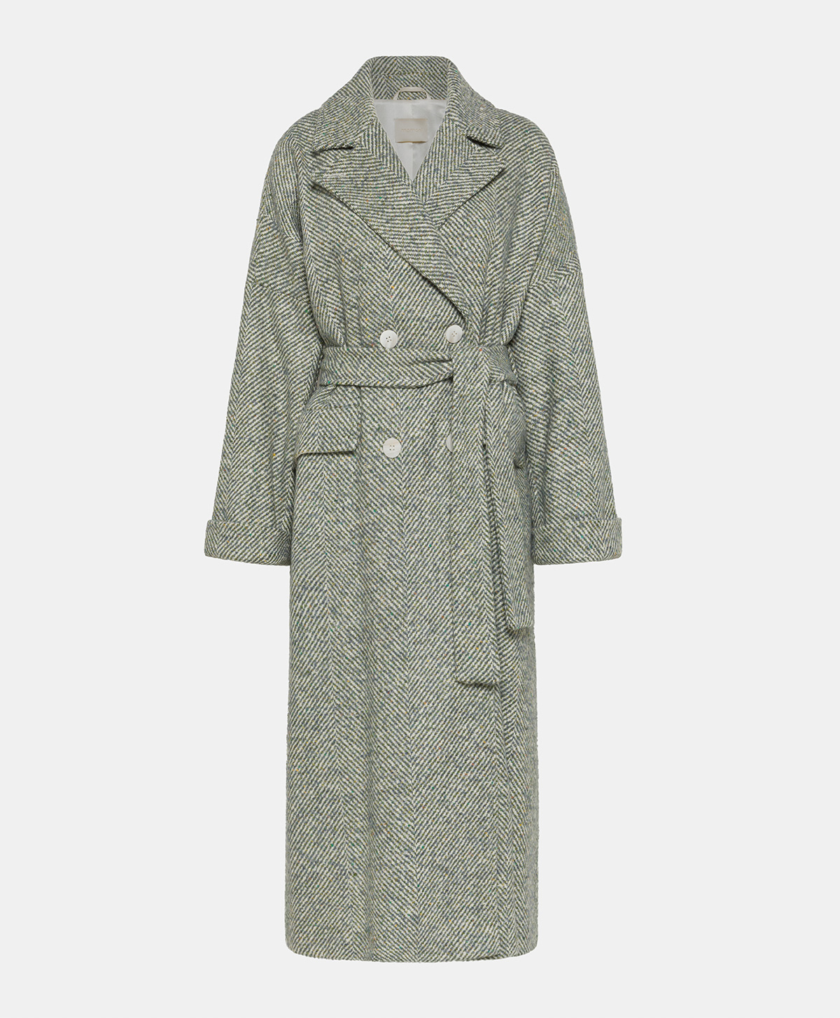 SAYURI COAT IN TWO-TONE CHEVRON ALPACA - CERULEAN MULTICOLOR - Clothing - Momonì