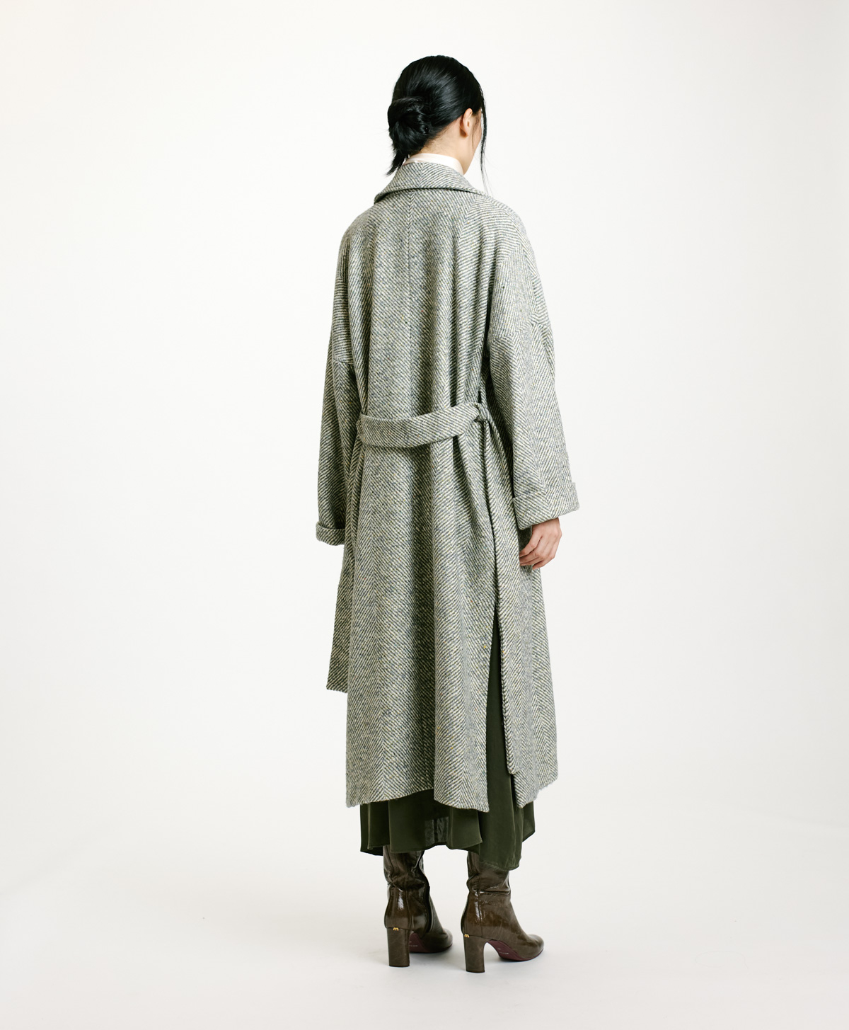 SAYURI COAT IN TWO-TONE CHEVRON ALPACA - CERULEAN MULTICOLOR - Momonì